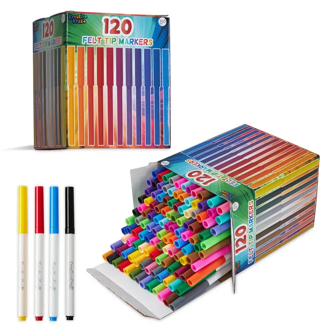 kreativekraft-feutres-coloriage-lot-120-30-couleurs-lavables image 1