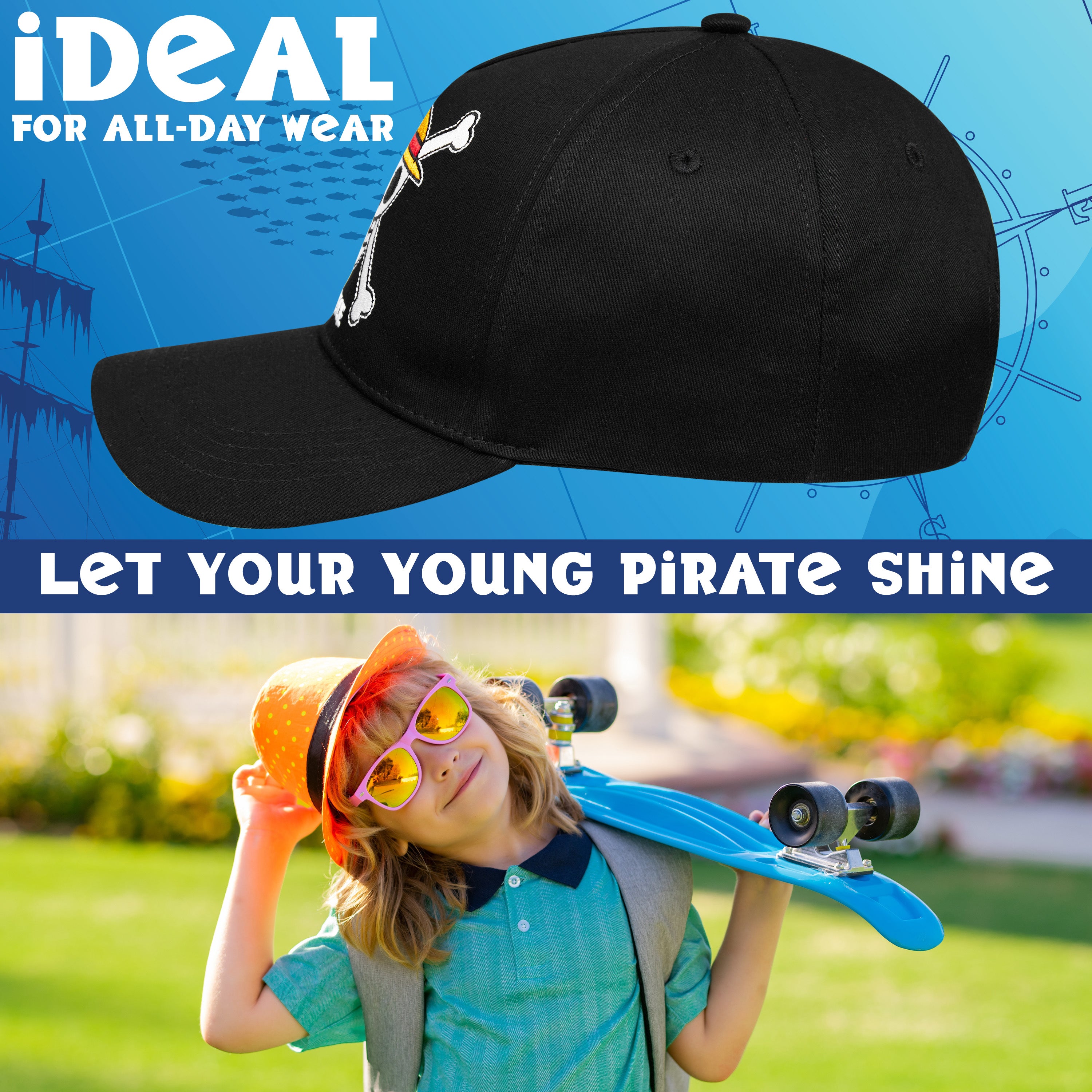 one-piece-casquette-enfant-baseball-noire-l-g-re-sangle-r-glable image 3