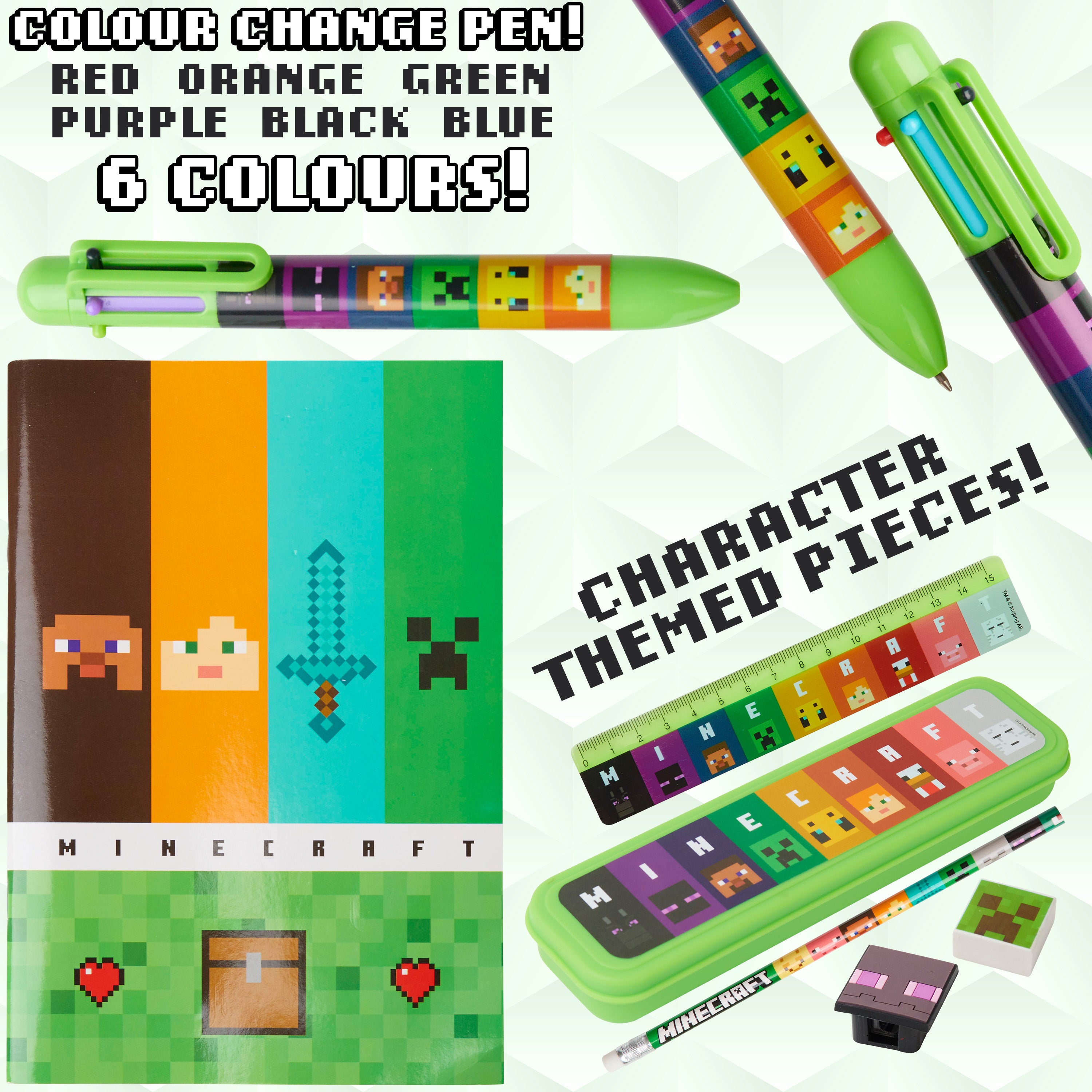 minecraft-trousse-scolaire-garnie-enfant-vert-set-papeterie image 5