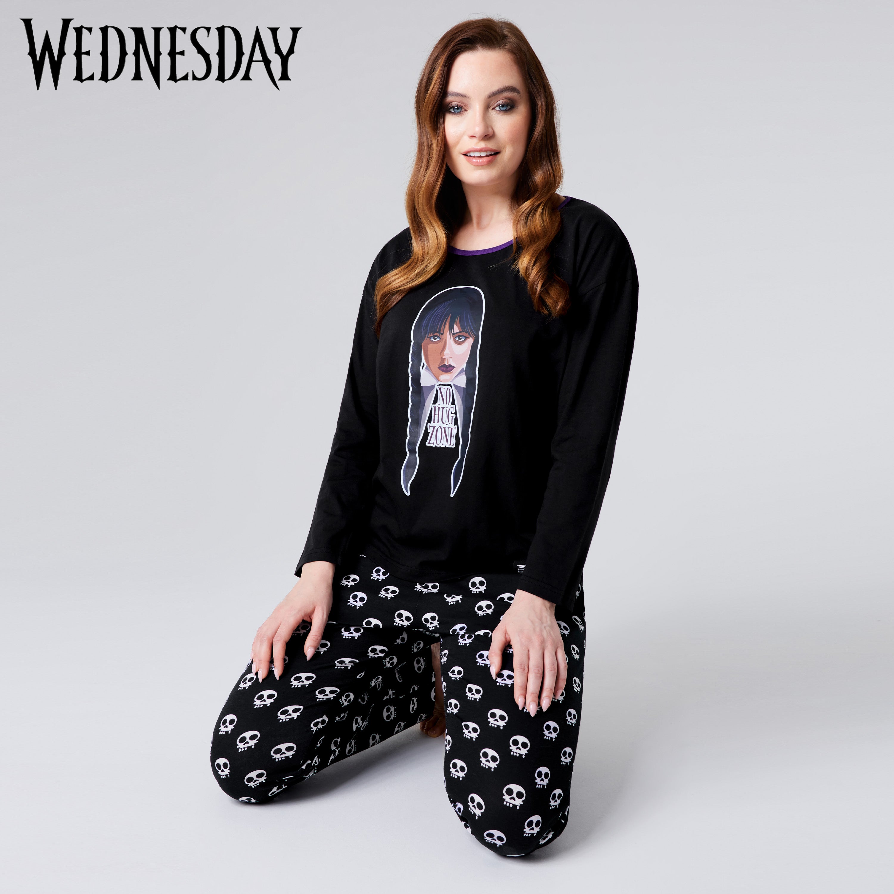 wednesday-pyjama-femme-coton-noir-manches-longues-s-xl image 4