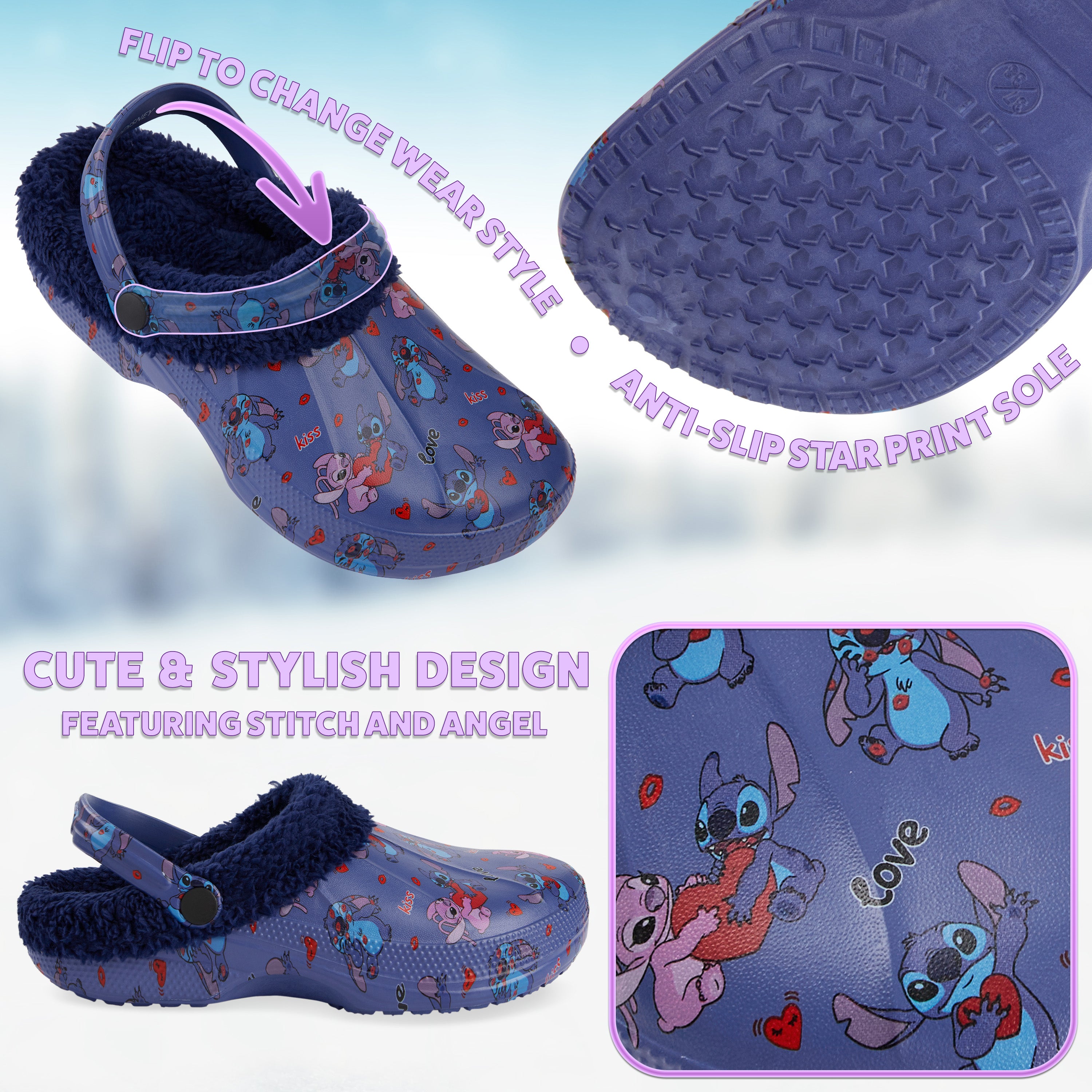 disney-stitch-sabots-femme-bleu-fourr-s-antid-rapants image 4
