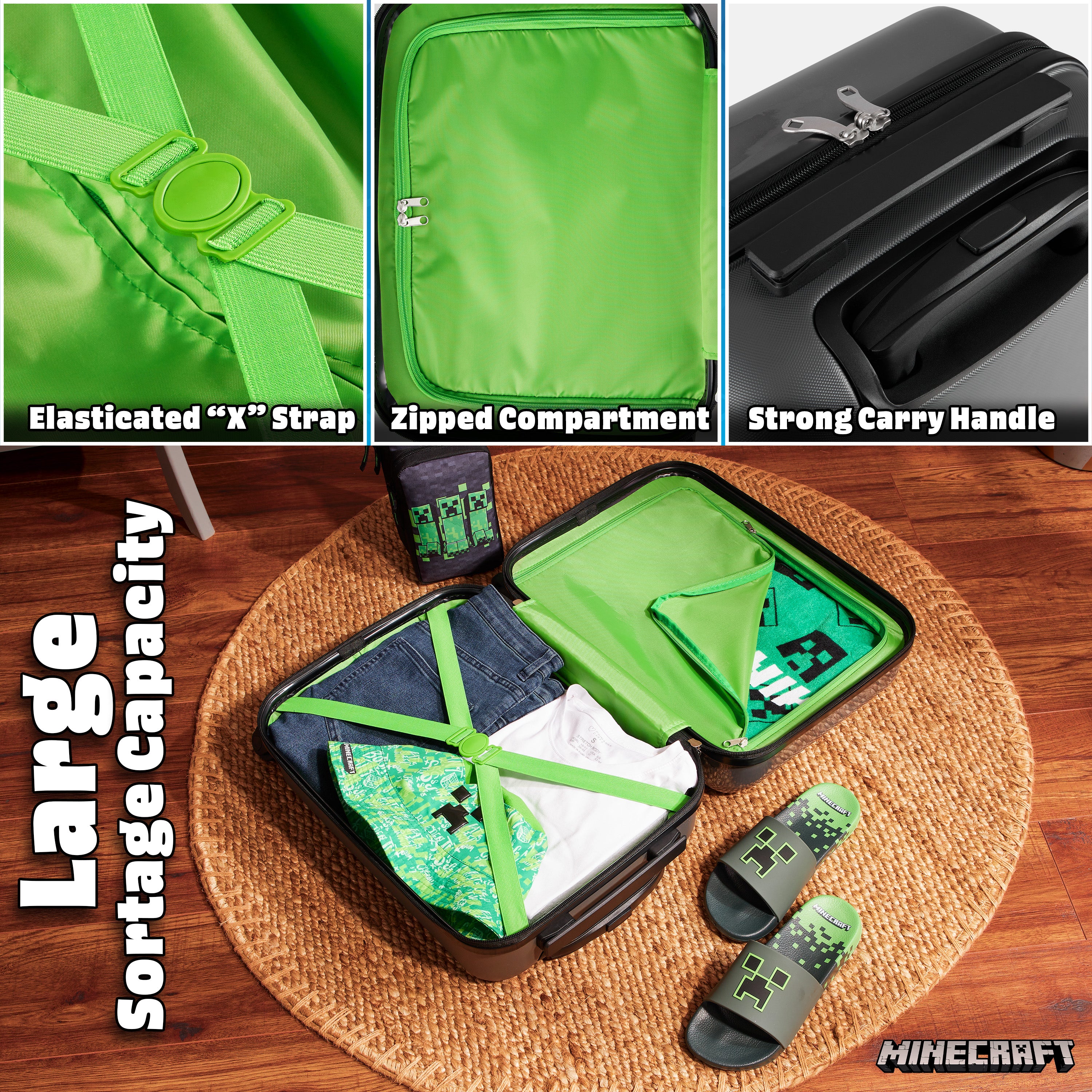 minecraft-creeper-valise-rigide-grise-30l-49x33-cm-enfant image 6