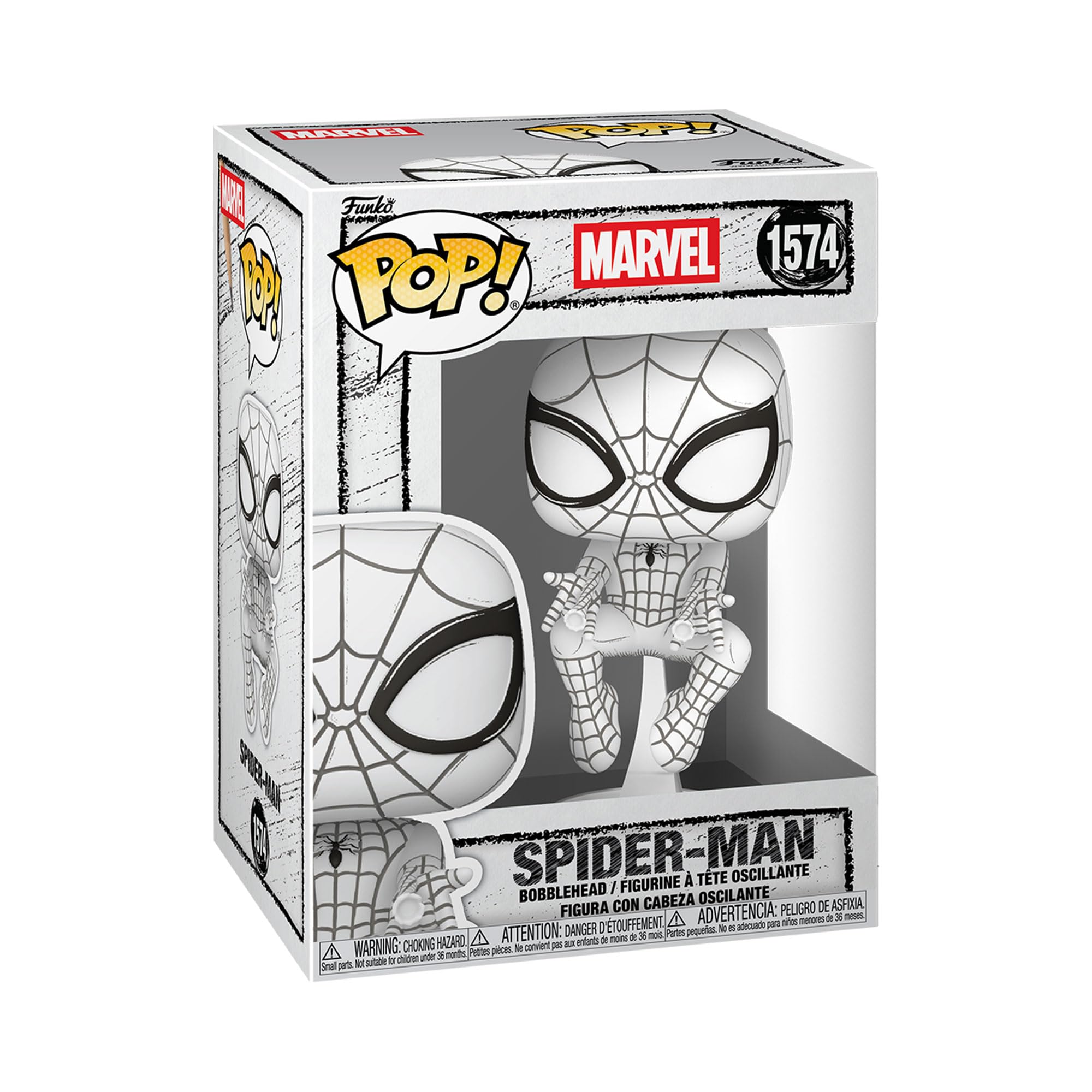 funko-pop-marvel-sketched-spider-man-figurine-vinyle-9-5-cm image 1