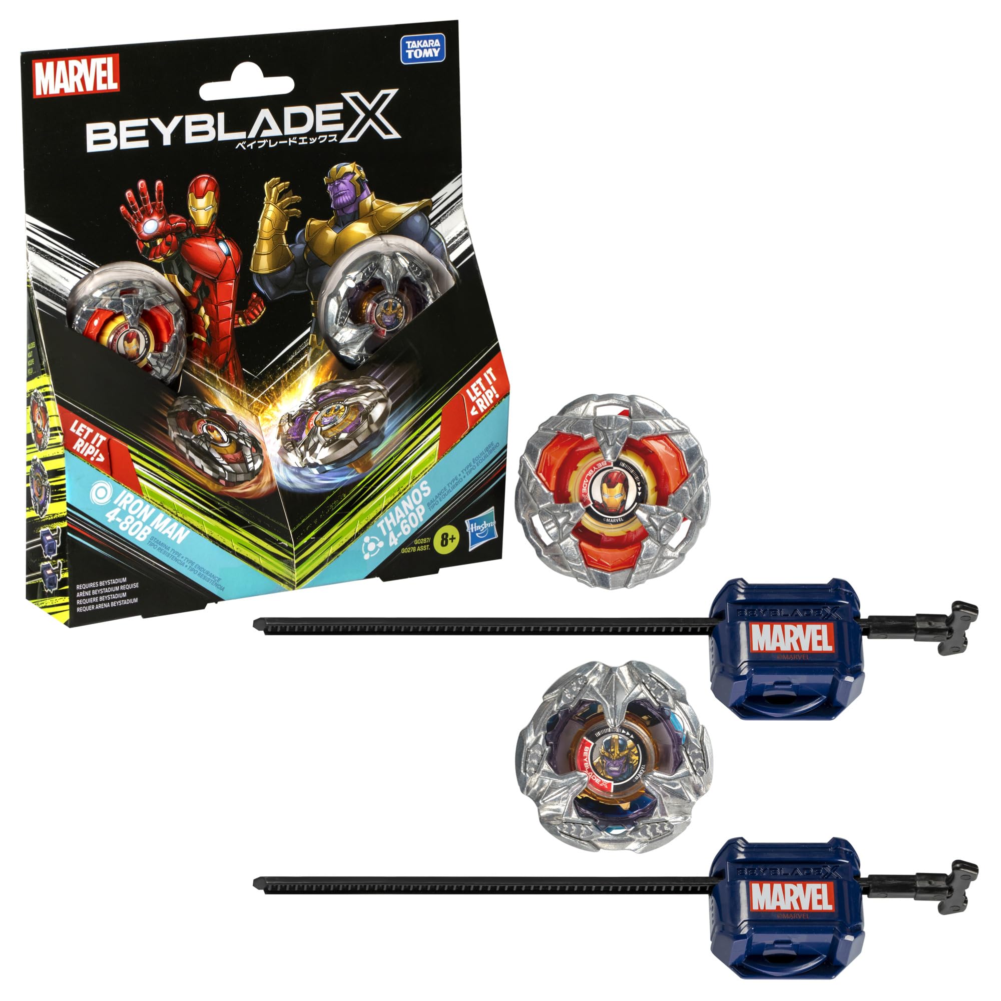 beyblade-x-marvel-iron-man-4-80b-vs-thanos-4-60b-toupies image 1