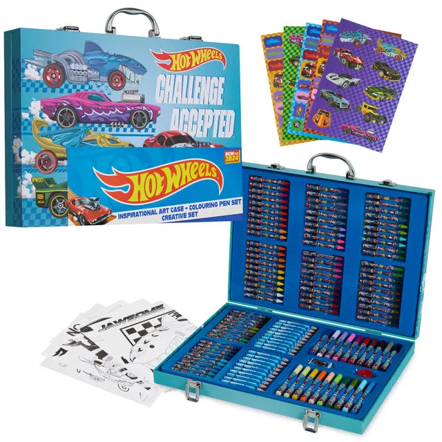 hot-wheels-set-dessin-enfant-130-pi-ces-mallette-coloriage image 1