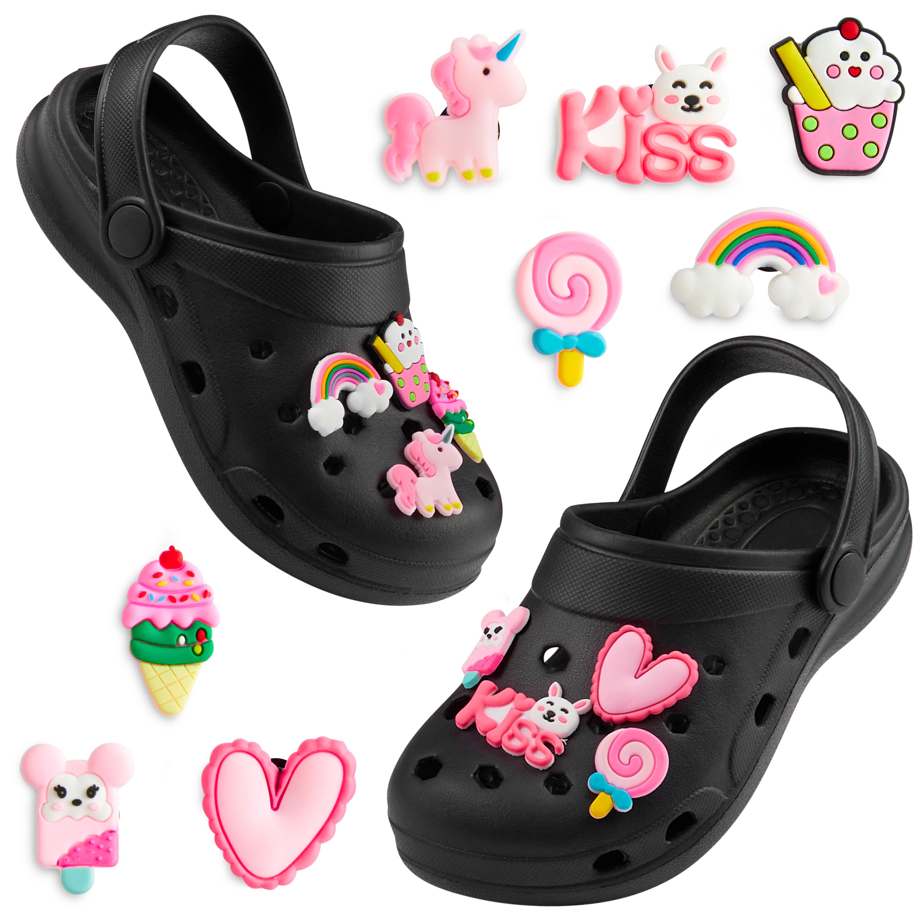 citycomfort-sabots-enfant-noir-breloques-amovibles image 2