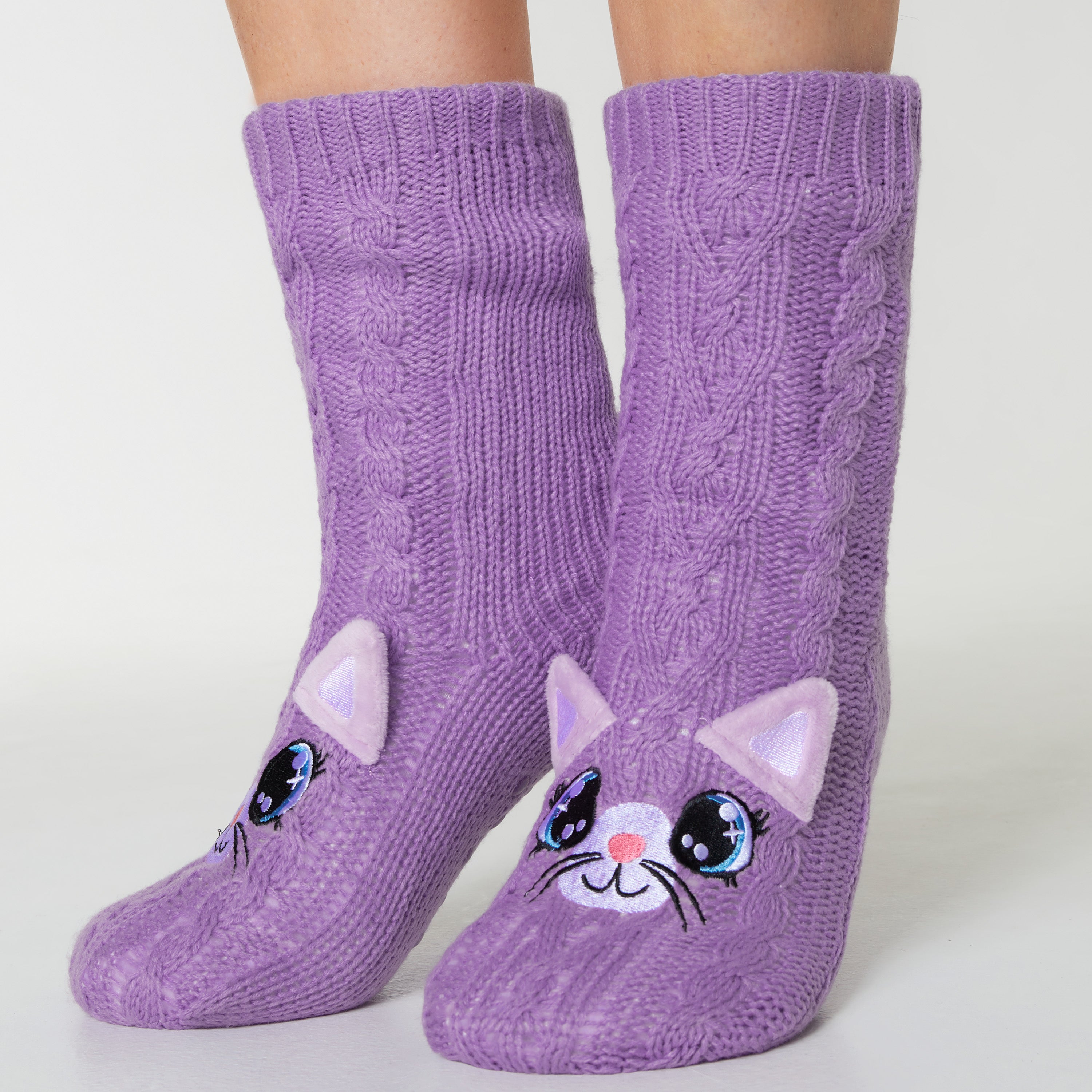 citycomfort-chaussettes-pilou-femme-chat-violet image 6