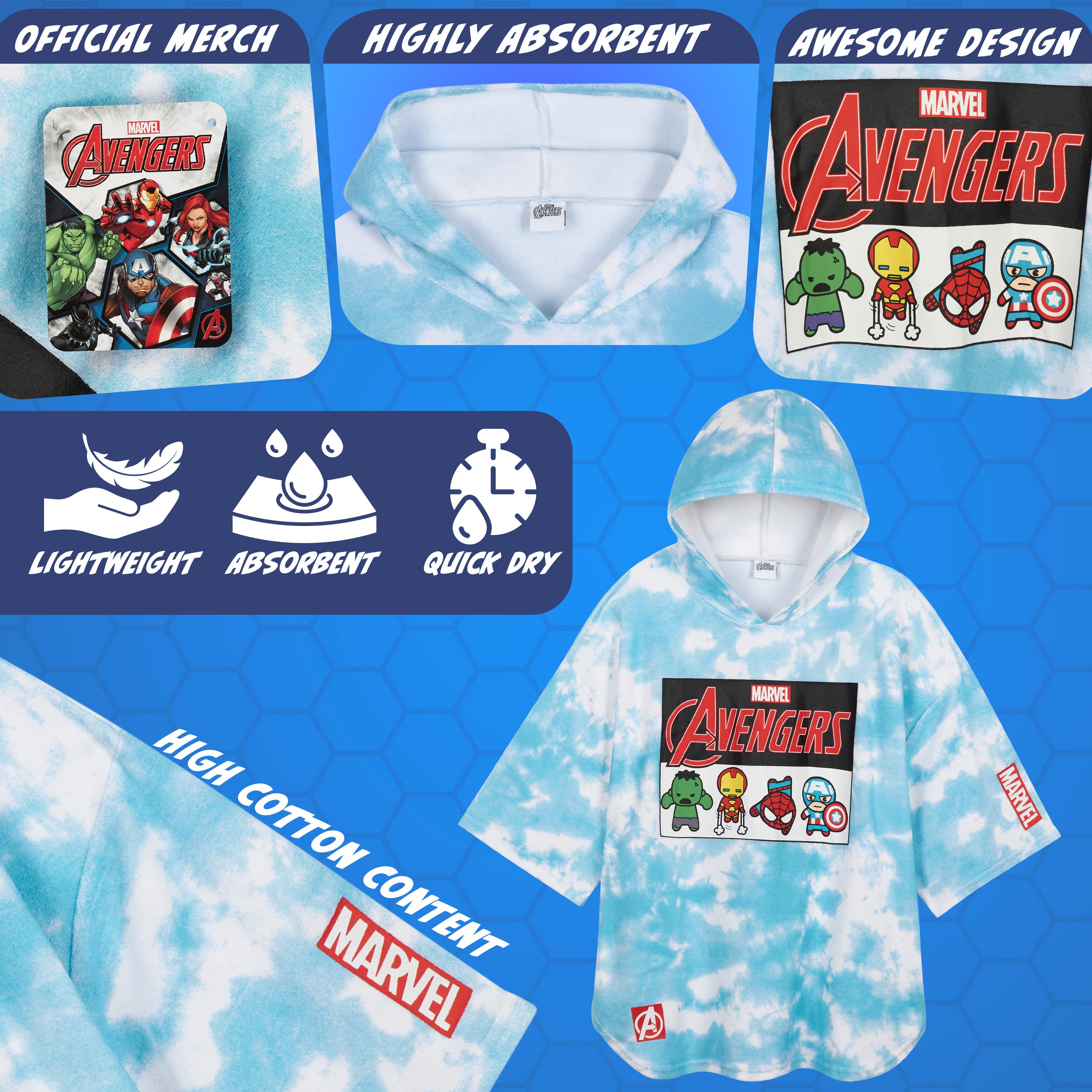 marvel-avengers-poncho-serviette-capuche-10-13-ans image 4