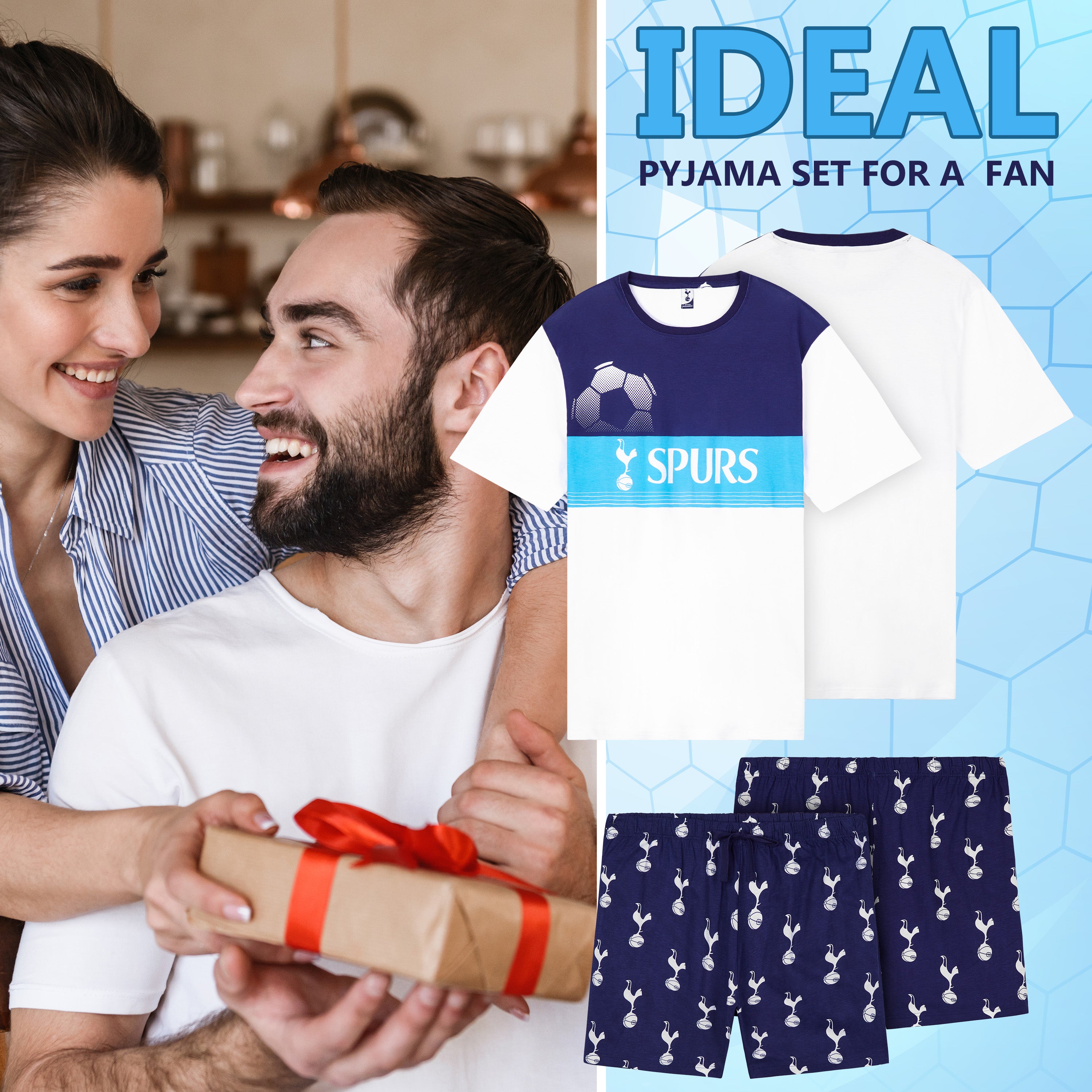 tottenham-pyjama-short-homme-m-coton-blanc-marine image 3