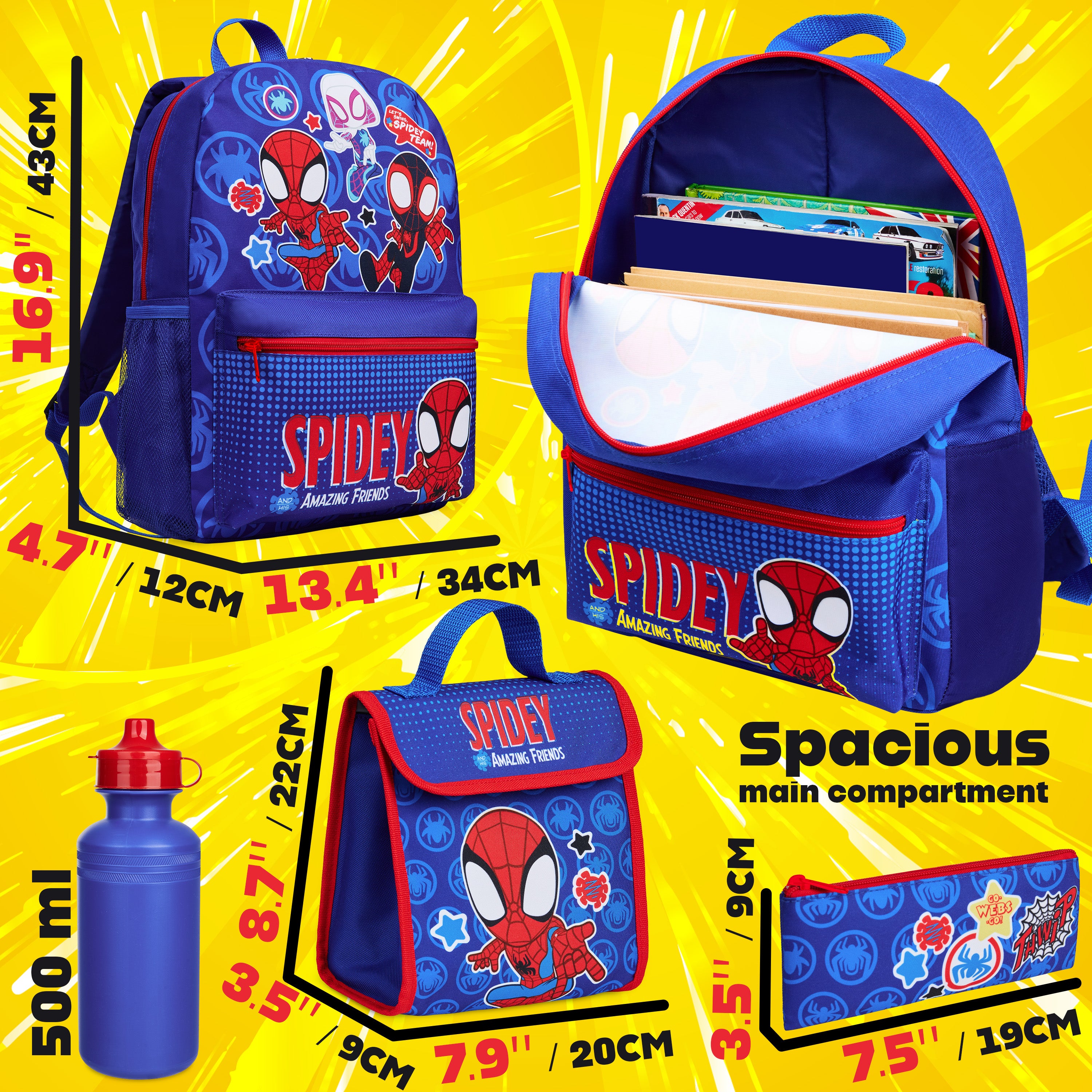 marvel-spider-man-sac-dos-cole-set-4-pi-ces-spidey-gourde image 2