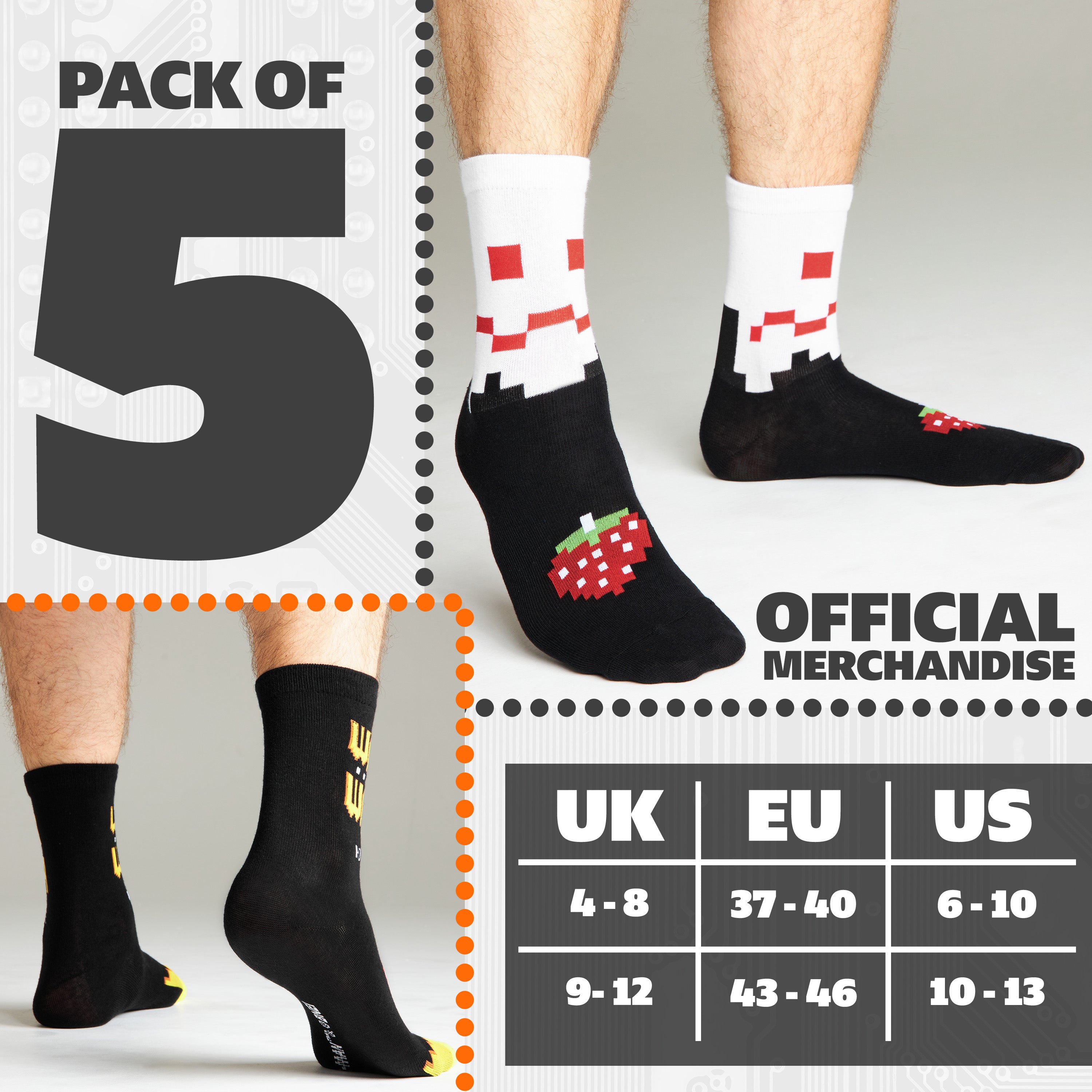 pac-man-chaussettes-homme-mi-mollet-lot-5-r-tro image 6