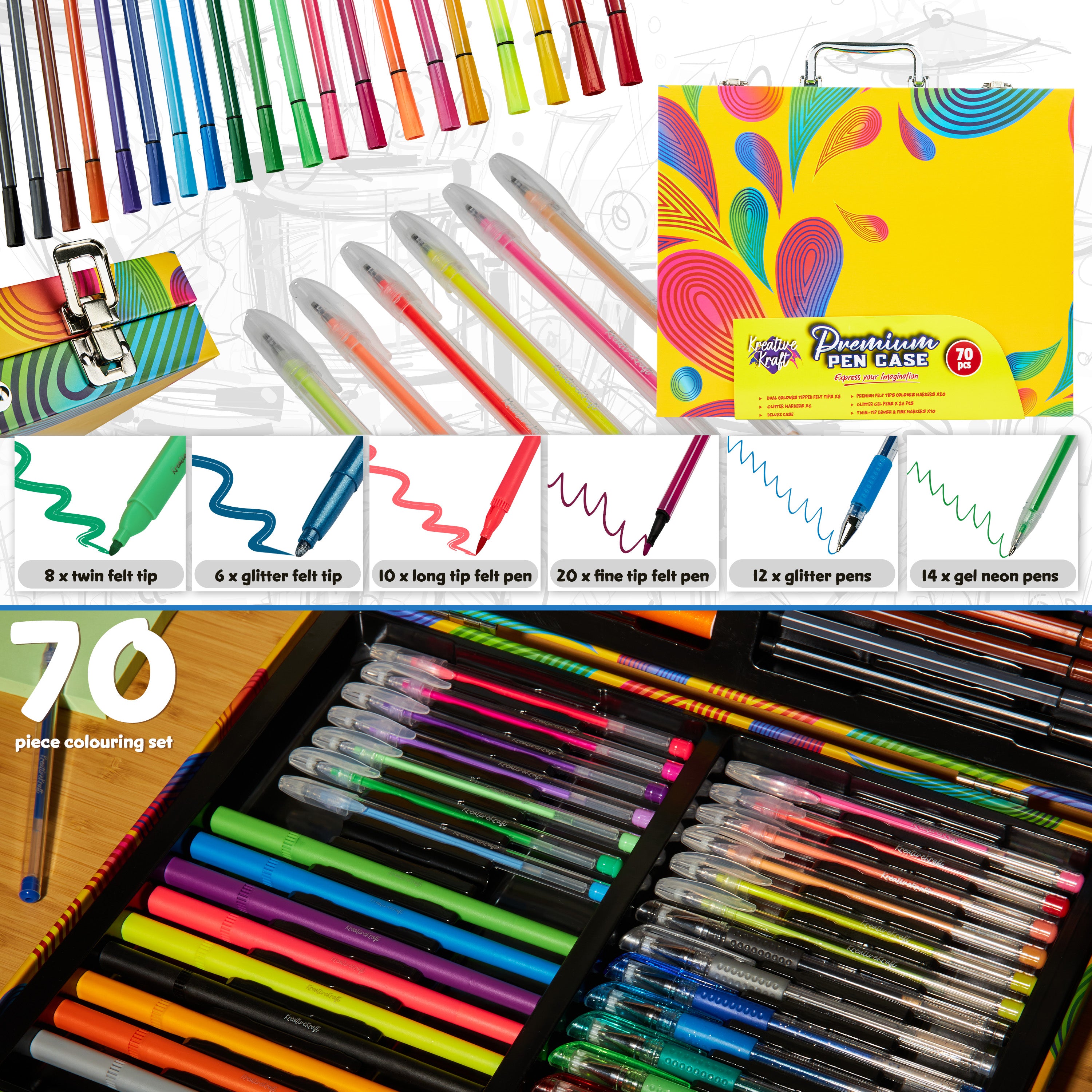 kreativekraft-kit-coloriage-70-feutres-paillet-s-mallette-enfant image 4