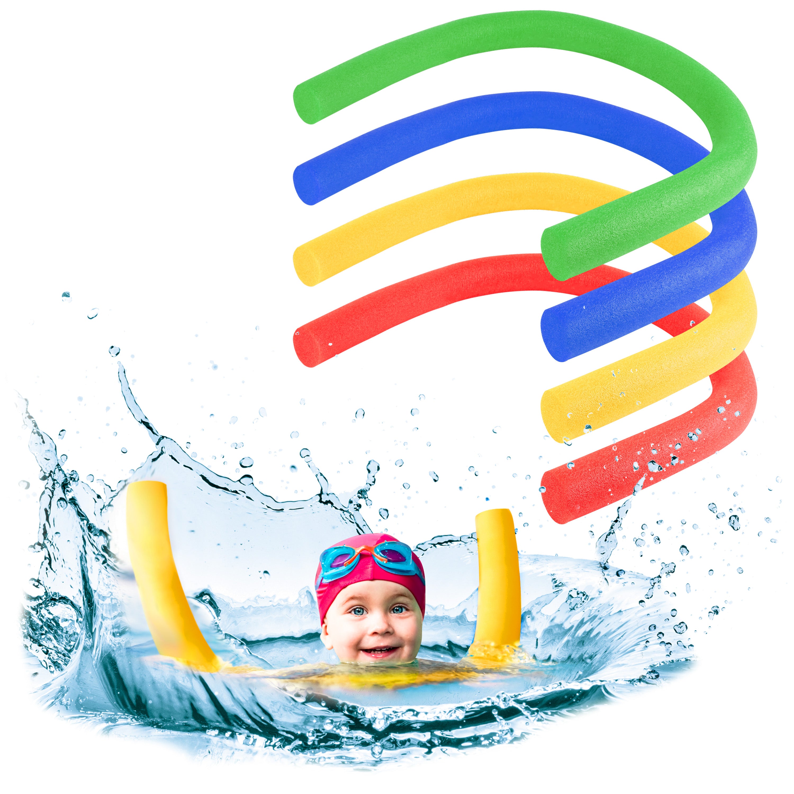 frite-piscine-mousse-150-cm-lot-4-couleurs image 1