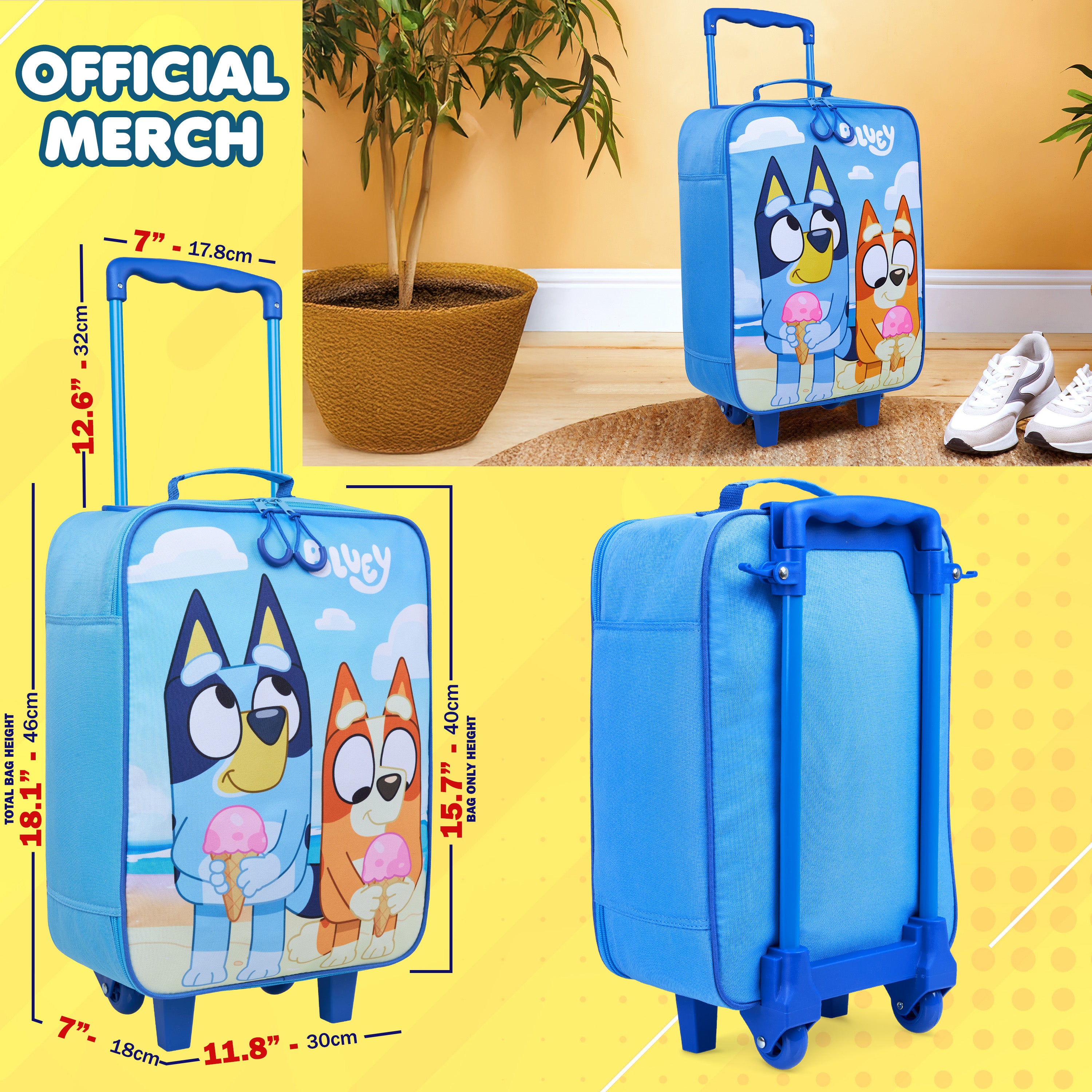 bluey-valise-enfant-roulettes-bleue-15-l-trolley-cabine image 6