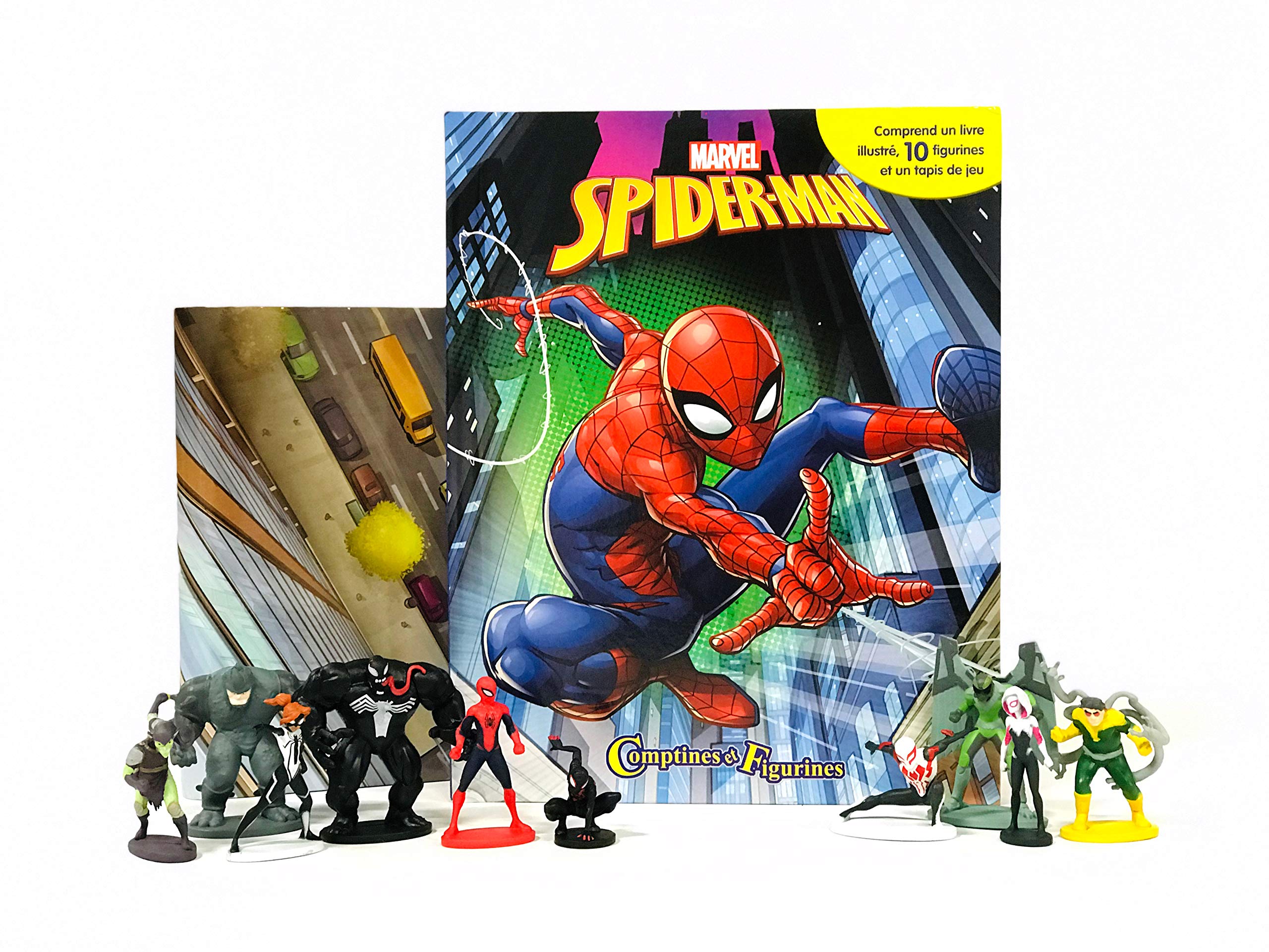 marvel-toys-spiderman-livre-illustr-10-figurines-tapis-de-jeu image 4