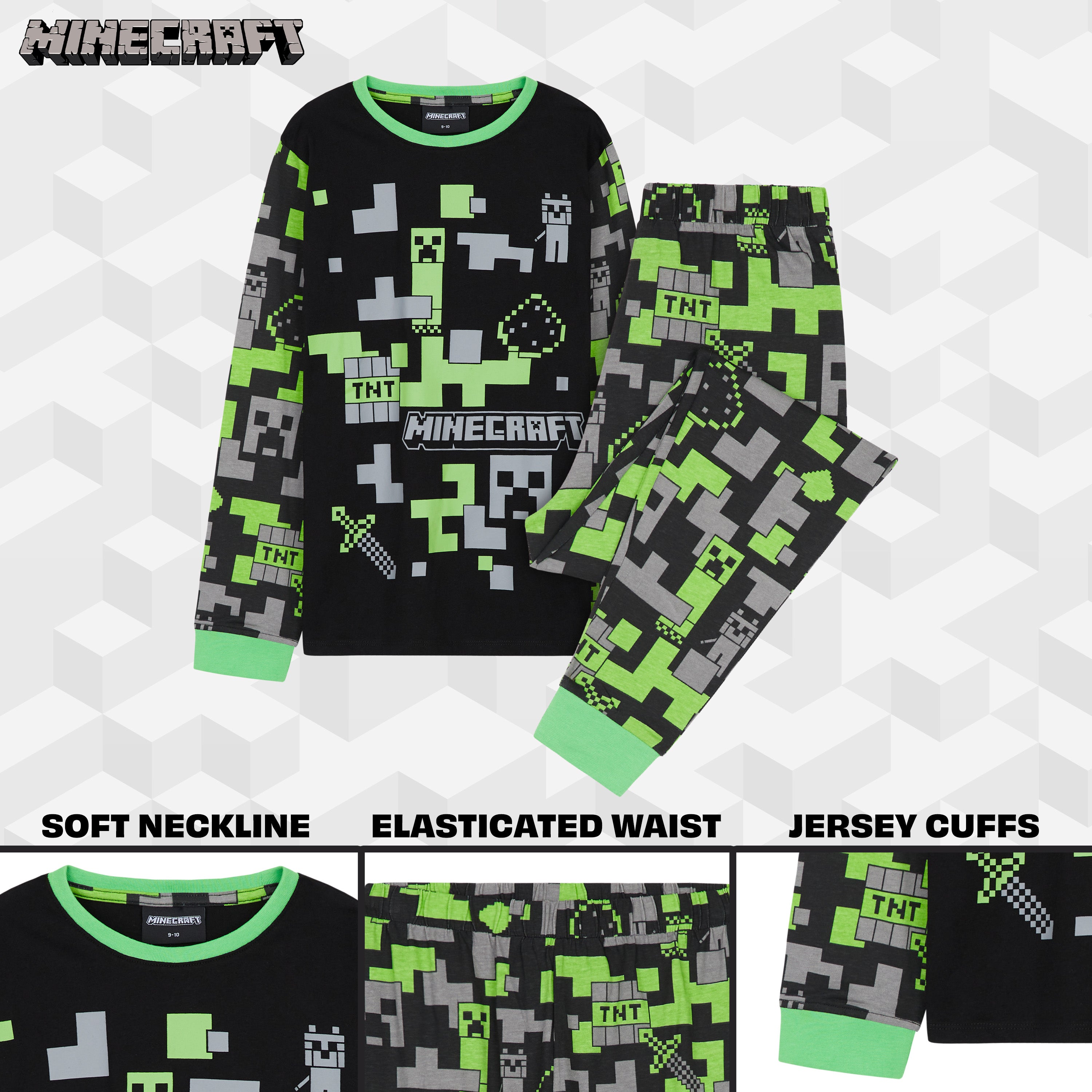 minecraft-pyjama-gar-on-long-coton-creeper-7-8-ans image 5