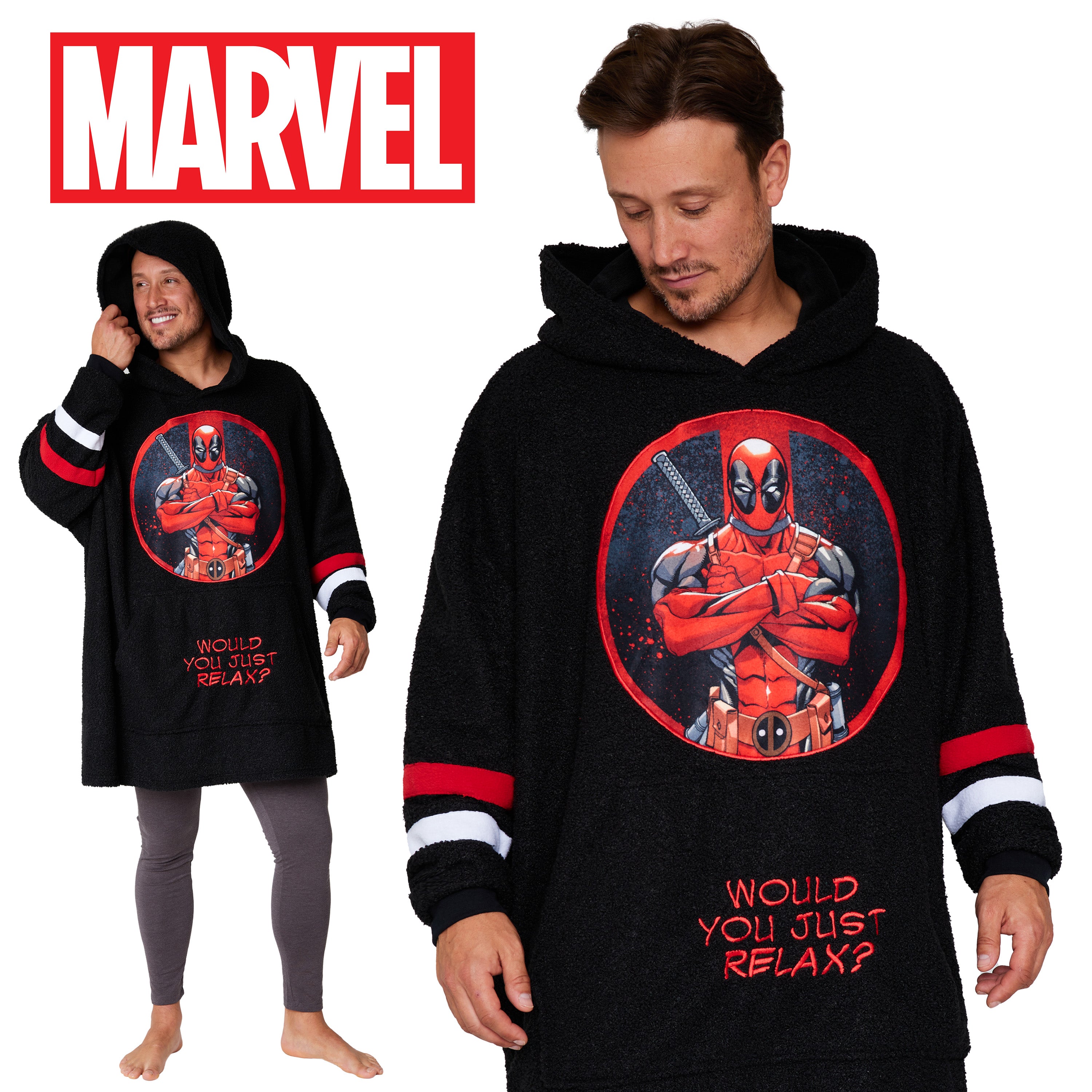 get-trend-men-marvel-deadpool-sweat-plaid-oversize-homme-polaire image 5