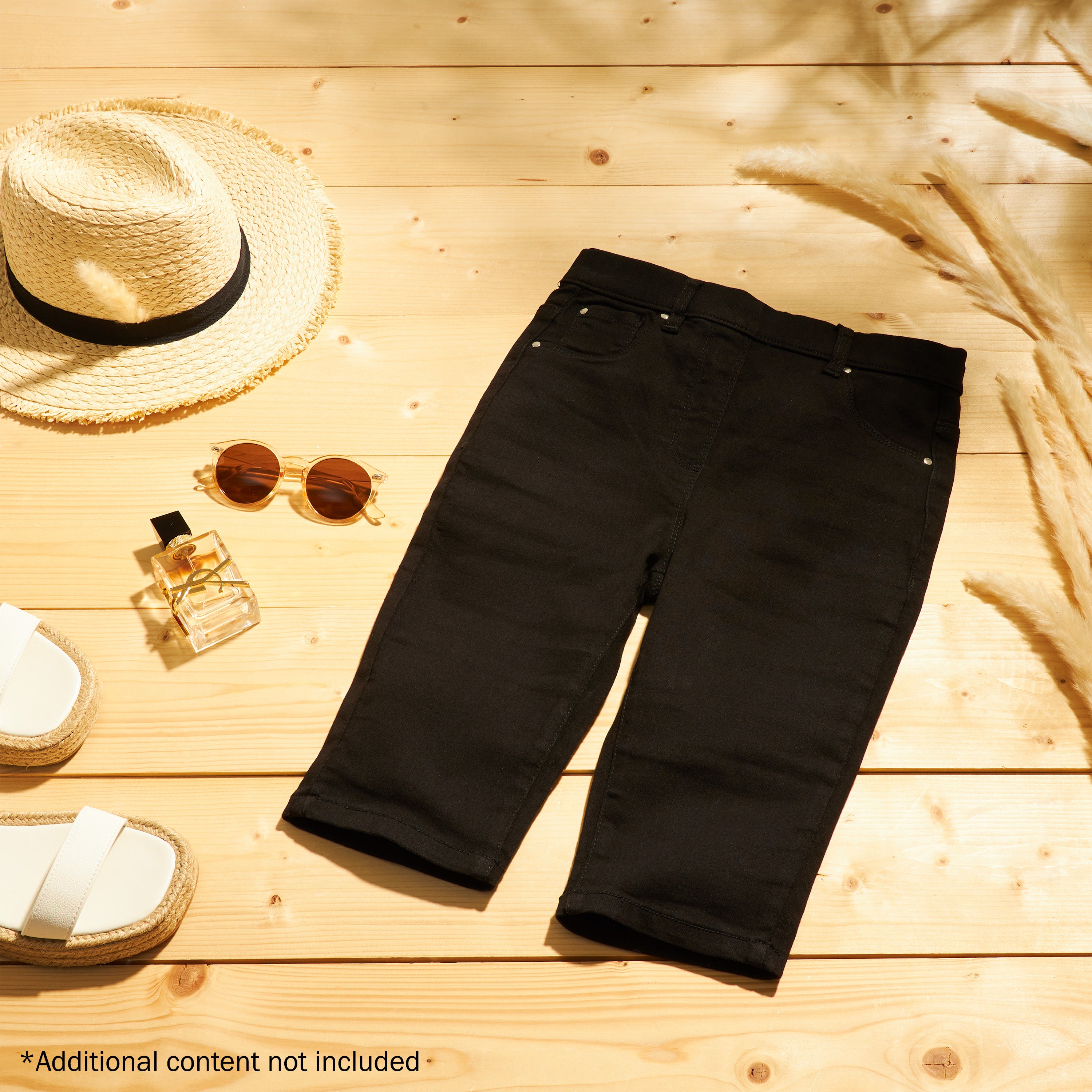 citycomfort-short-jean-genou-stretch-taille-haute-noir image 2