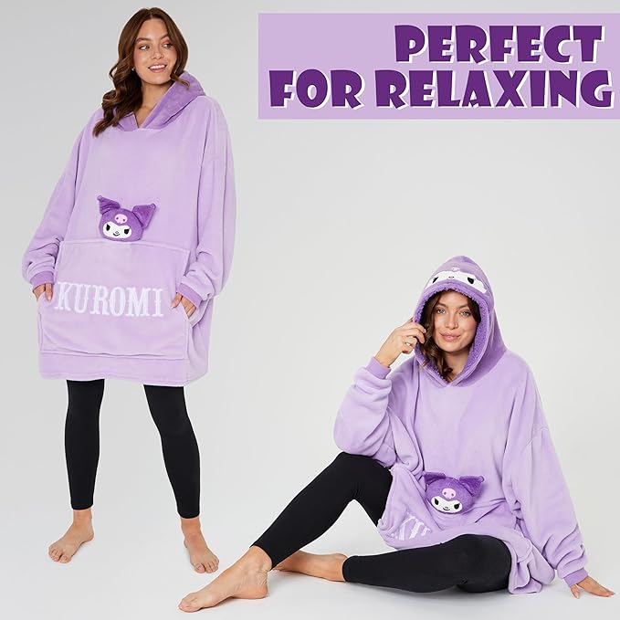 hello-kitty-sweat-plaid-capuche-oversized-femme-peluche-taille-unique image 3