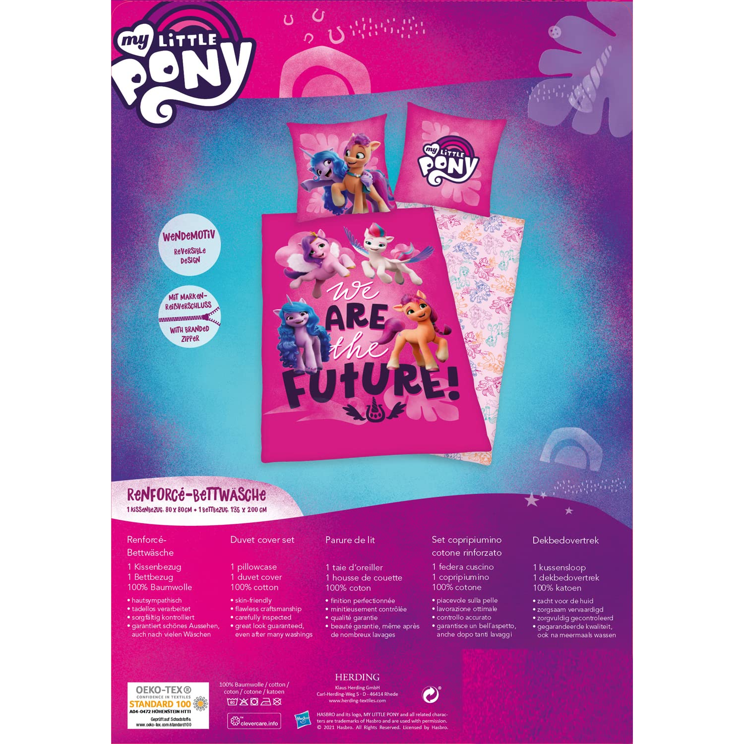 my-little-pony-herding-parure-de-lit-coton-rose-135x200-cm image 7