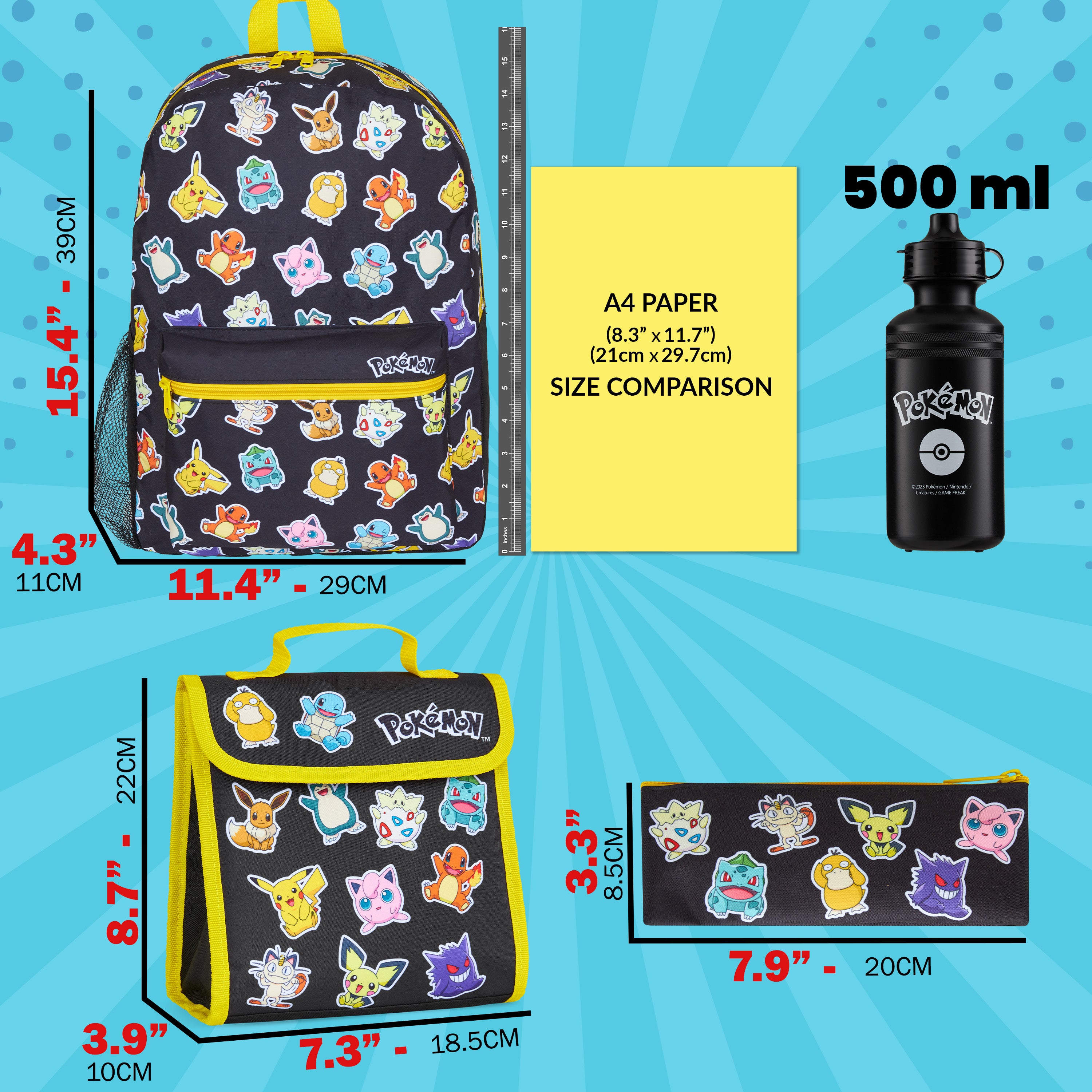 get-trend-school-supplies-pok-mon-cartable-4-pi-ces-noir-gourde image 2