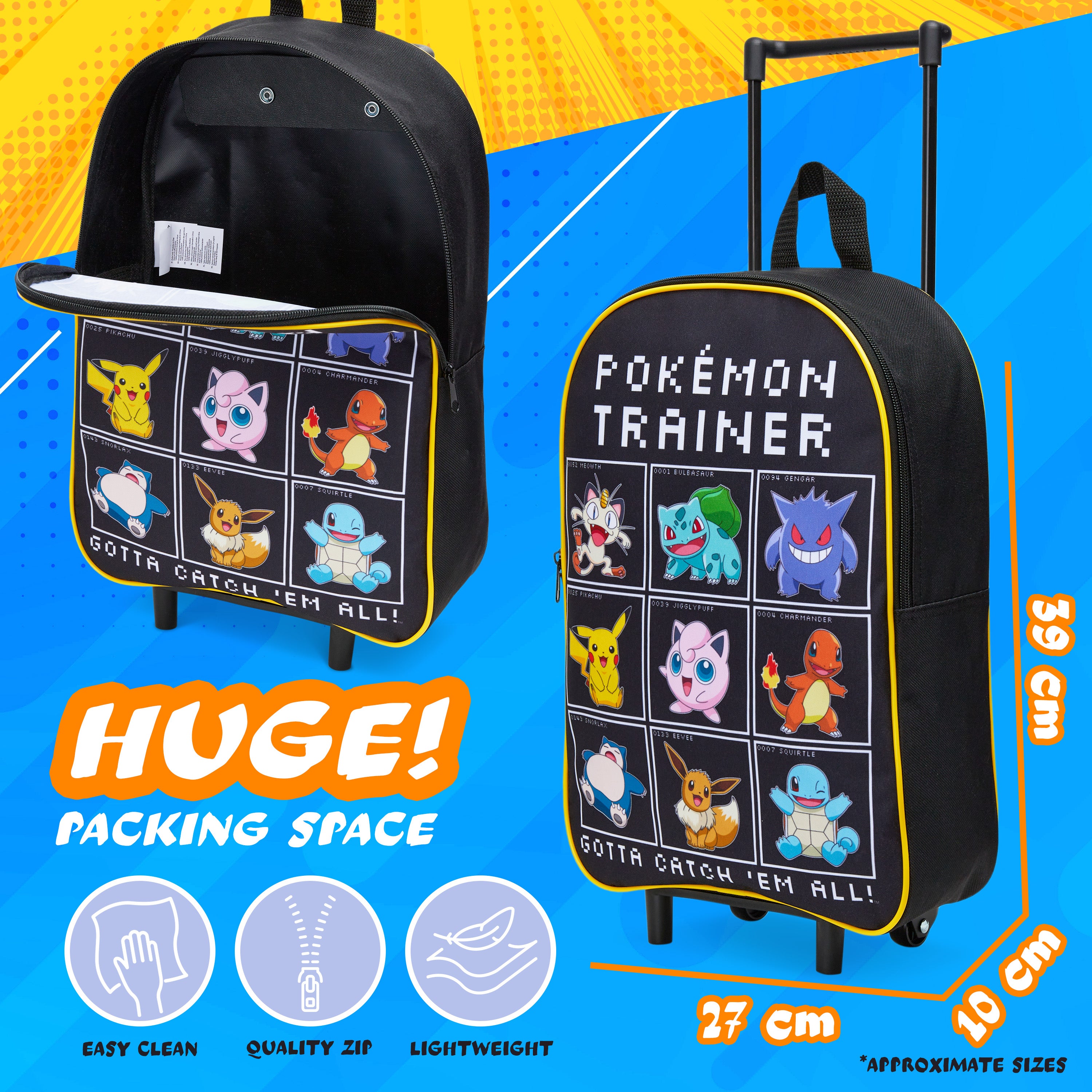pok-mon-valise-trolley-enfant-10-5-l-noire-pliable-2-roues image 4