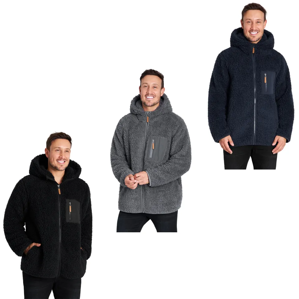 citycomfort-men-sweat-homme-zipp-polaire-teddy-noir-taille-l image 1