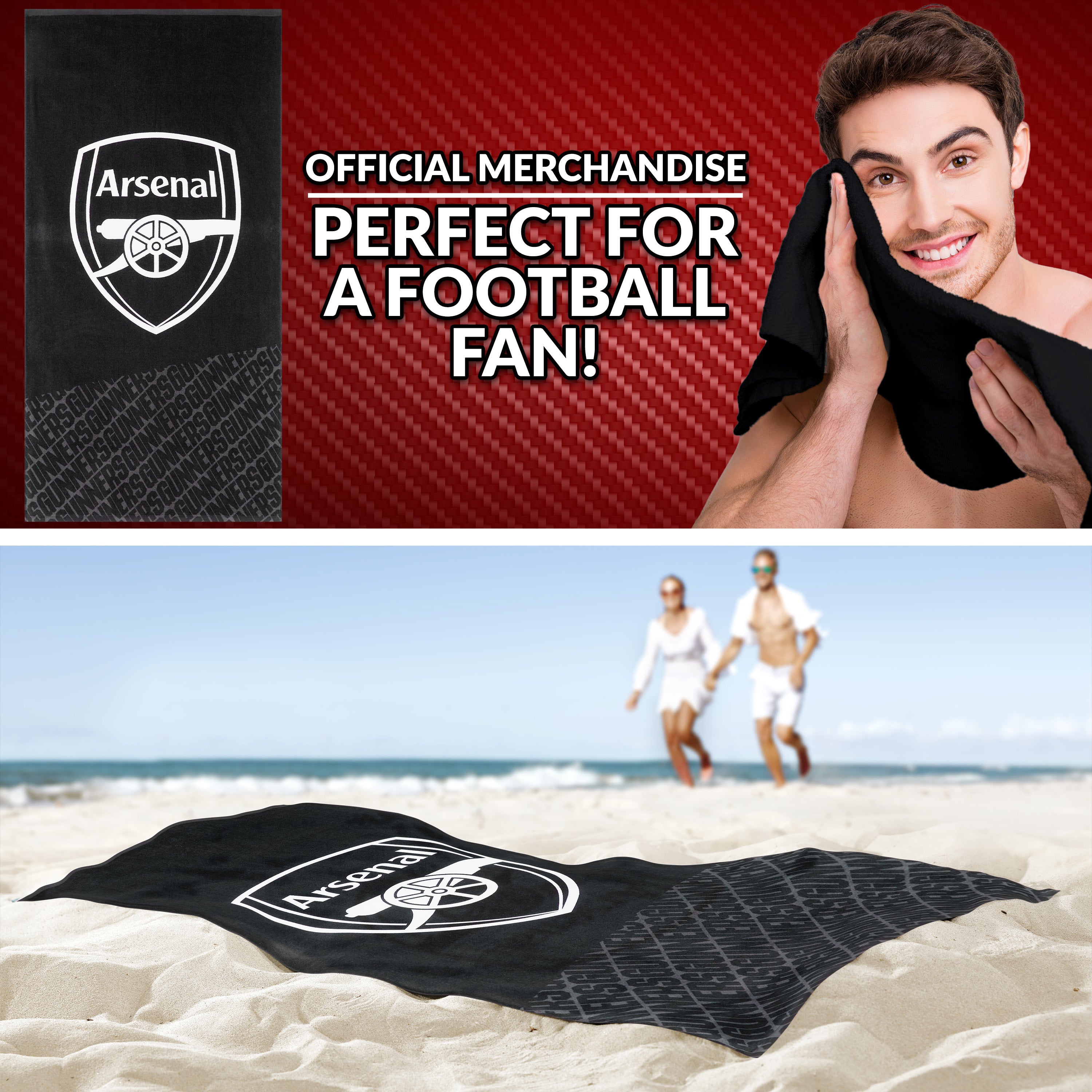 arsenal-serviette-bain-100-coton-137x69cm-football image 2