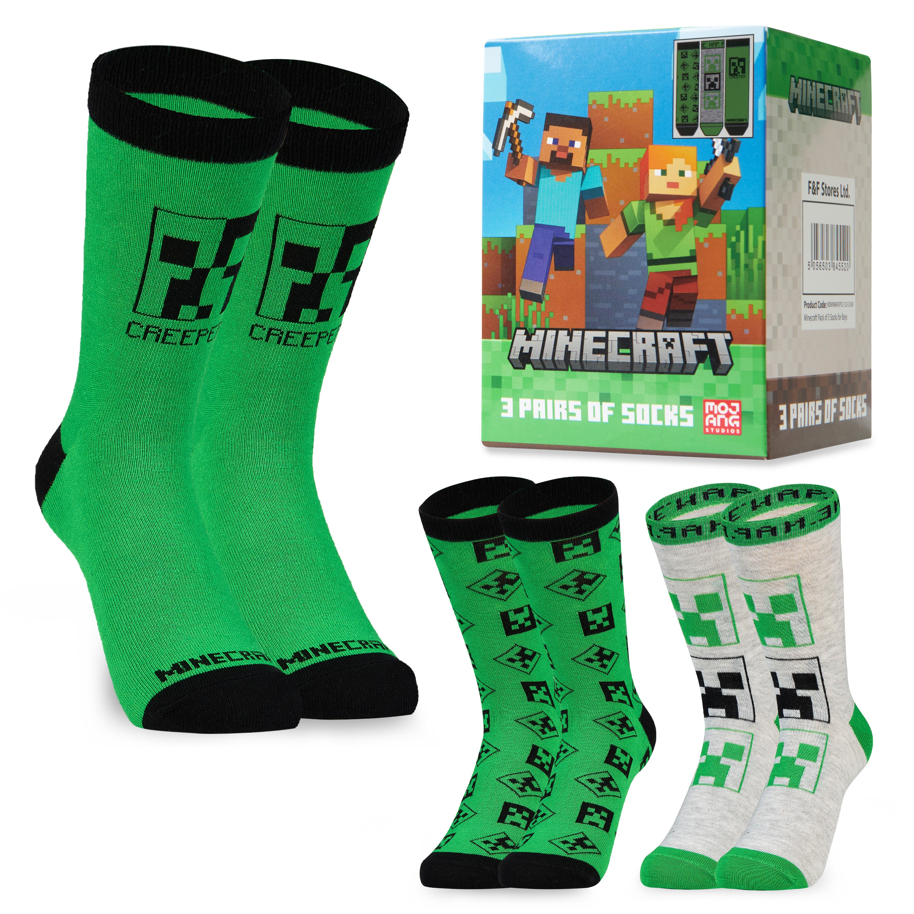 get-trend-boys-minecraft-chaussettes-gar-on-lot-de-3-coton image 1