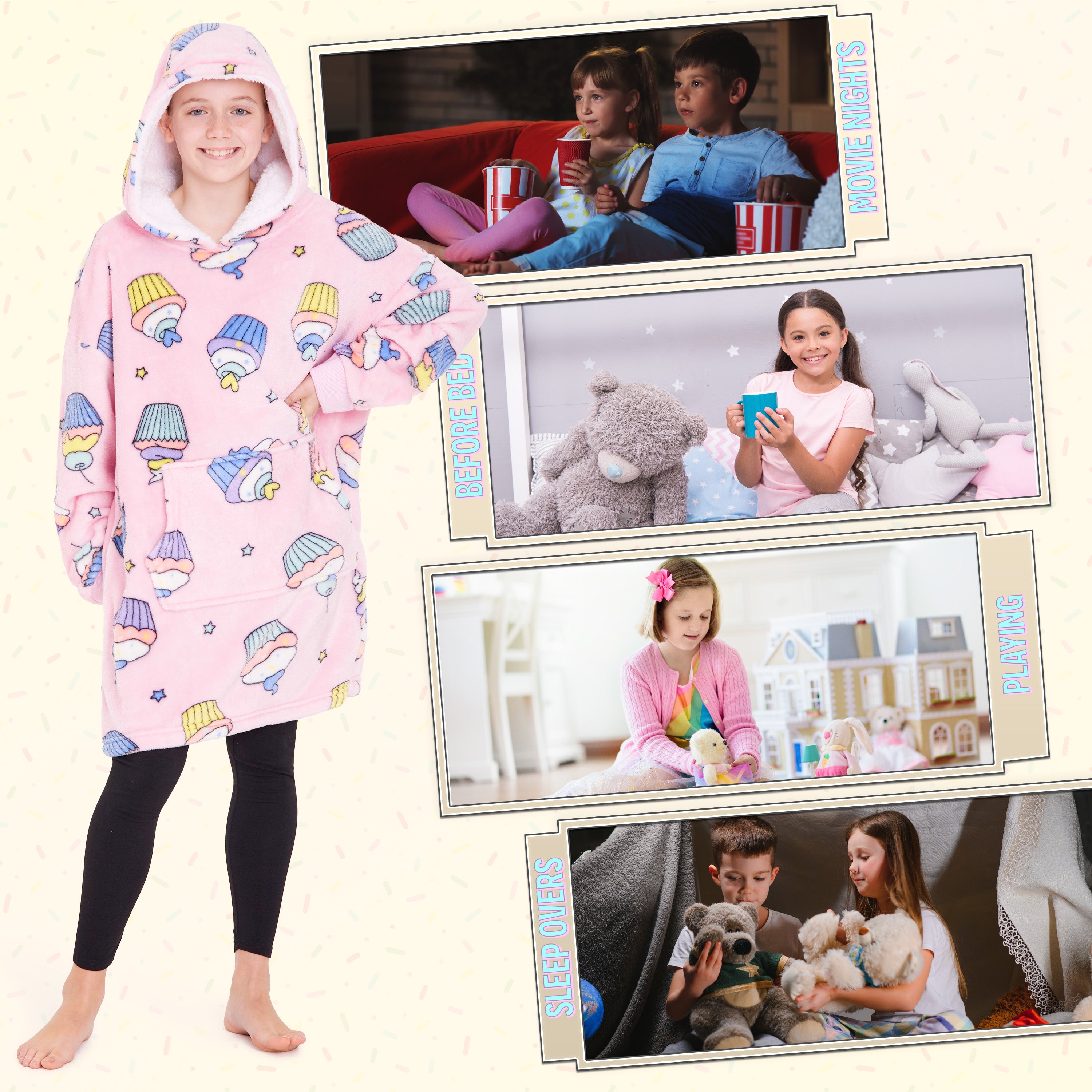 citycomfort-girls-sweat-plaid-cupcake-oversize-polaire-enfant image 5