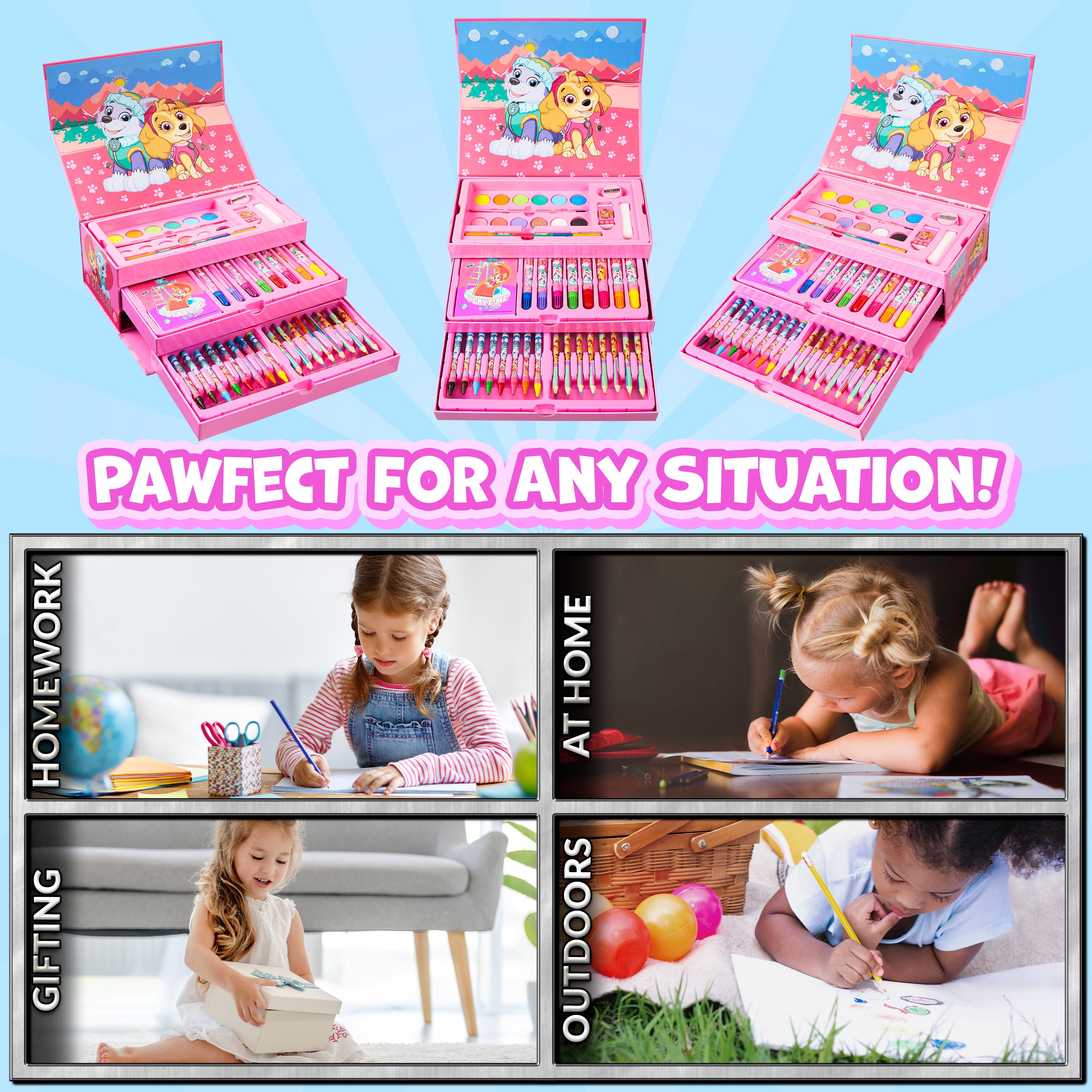 paw-patrol-set-art-40-pcs-mallette-coloriage-rose-feutres image 6