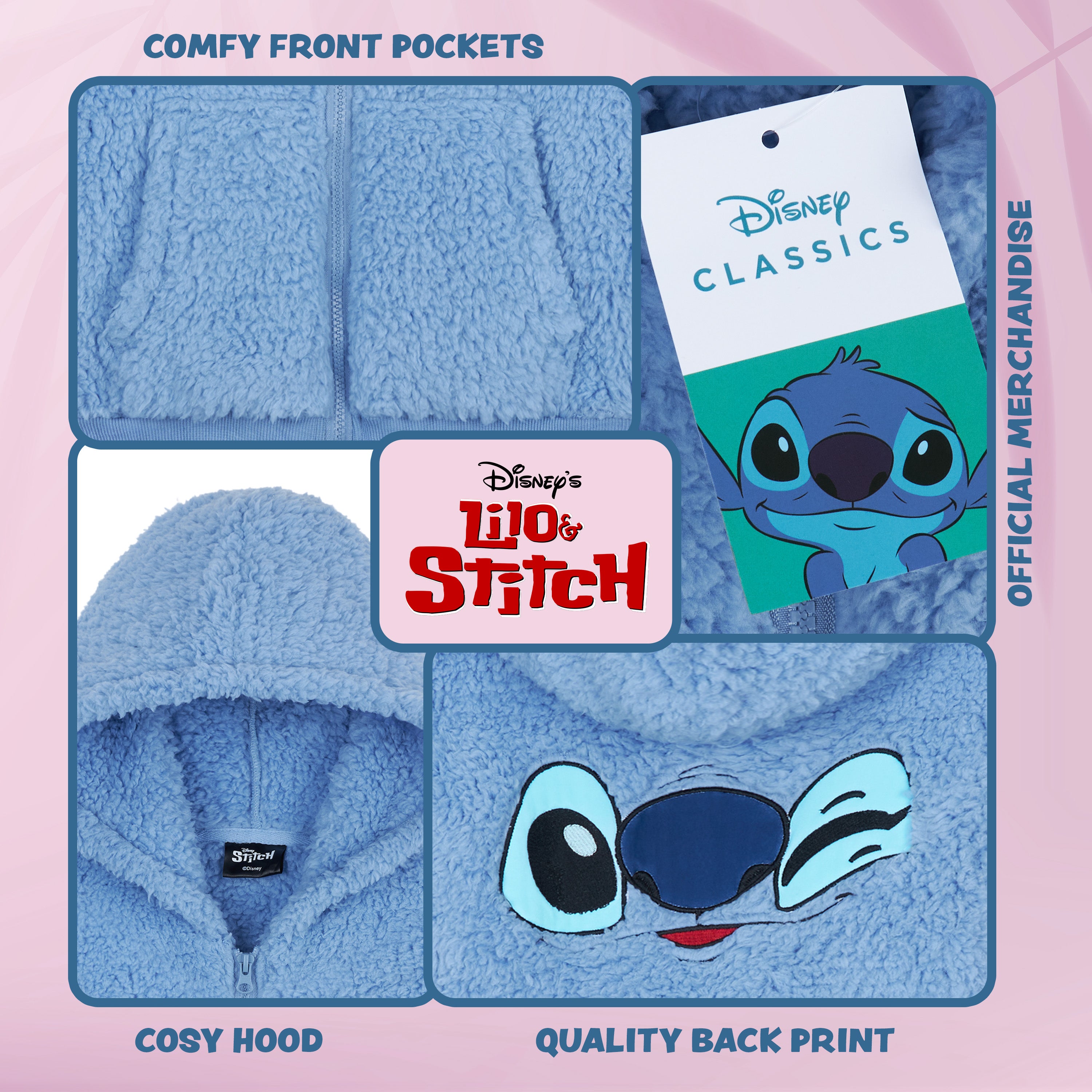 get-trend-girls-hoodie-stitch-sherpa-zip-fille-polaire-bleue image 5