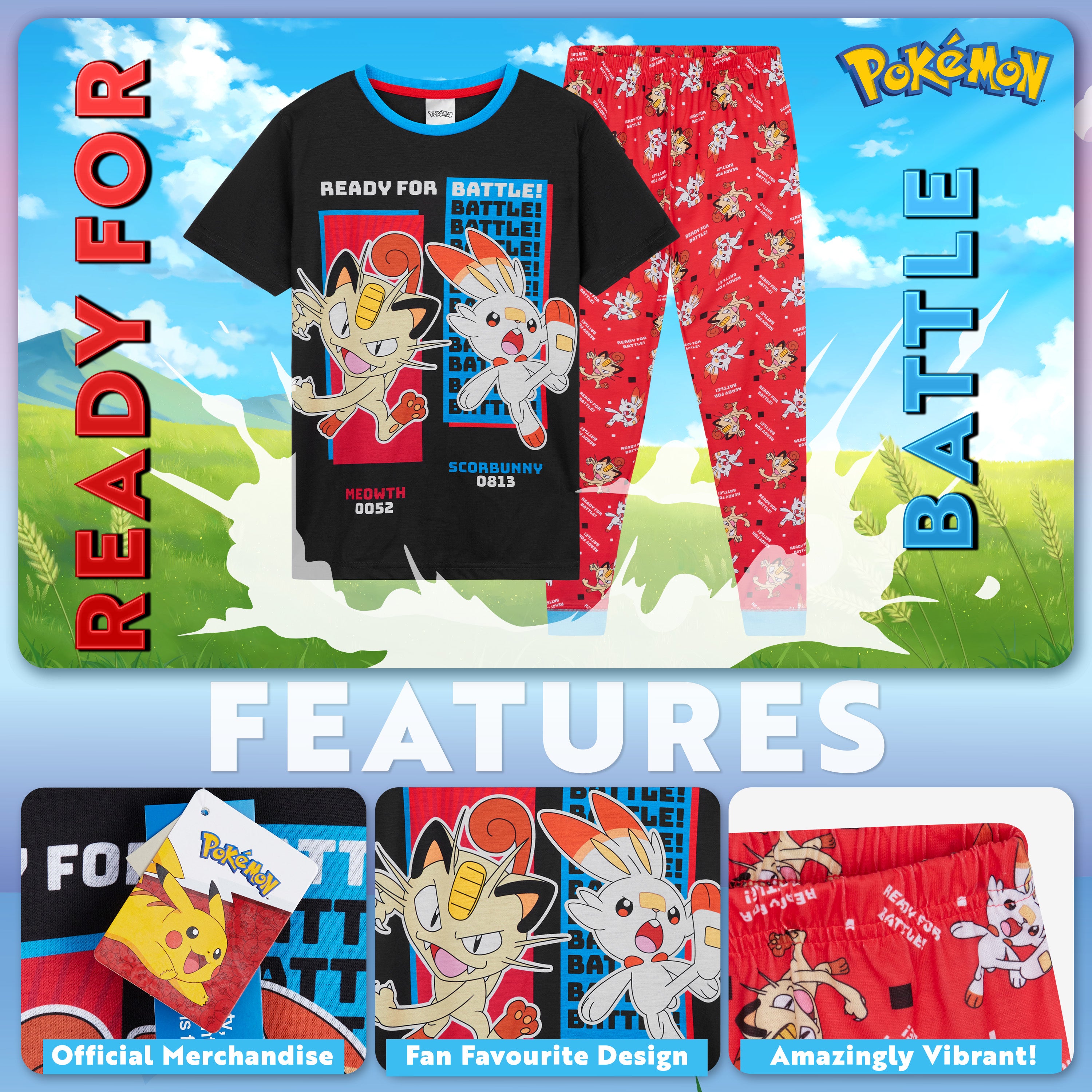 pokemon-boys-pyjama-long-gar-on-2-pi-ces-7-8-ans-rouge-noir image 3
