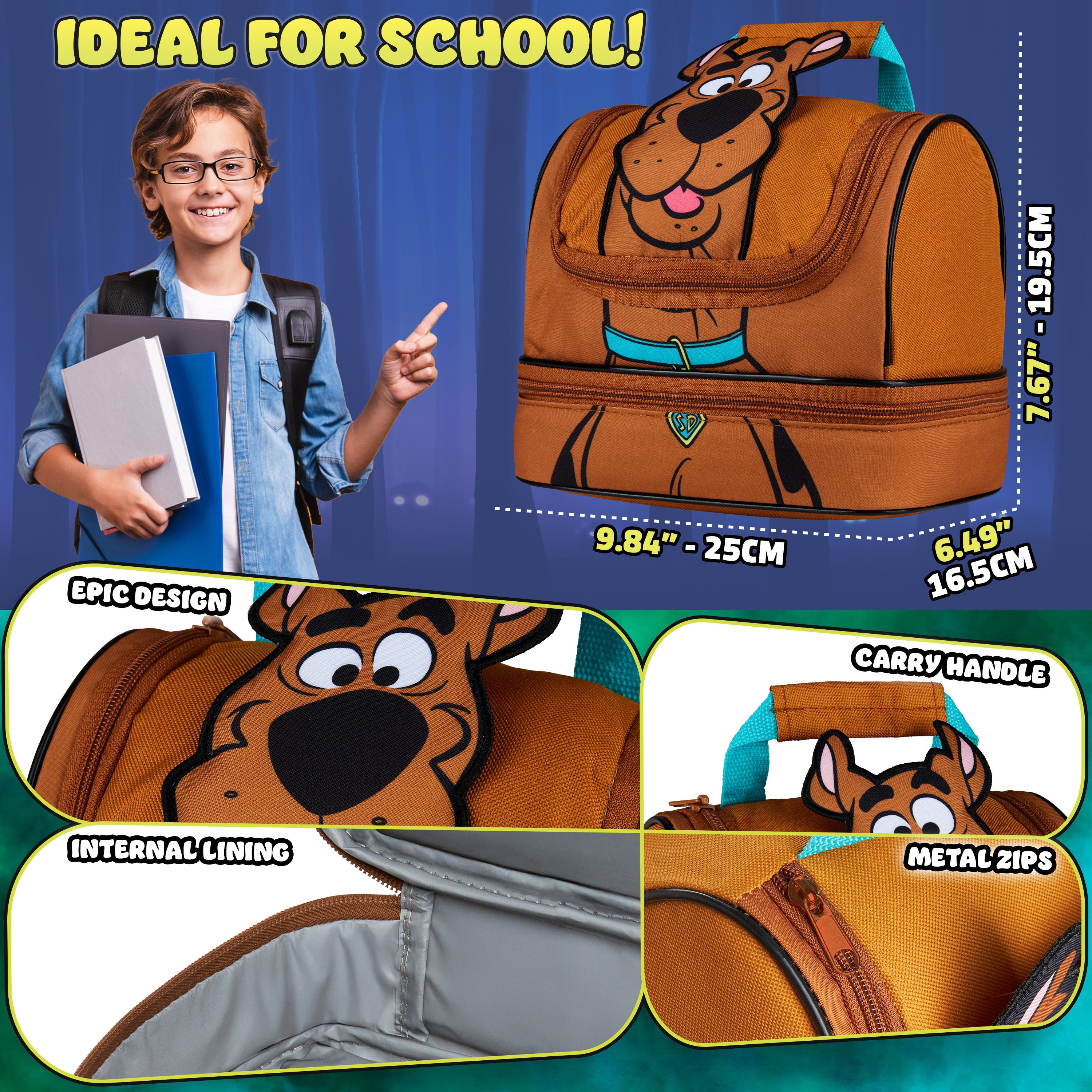 scooby-doo-sac-go-ter-enfant-isotherme-2-compartiments-marron image 2