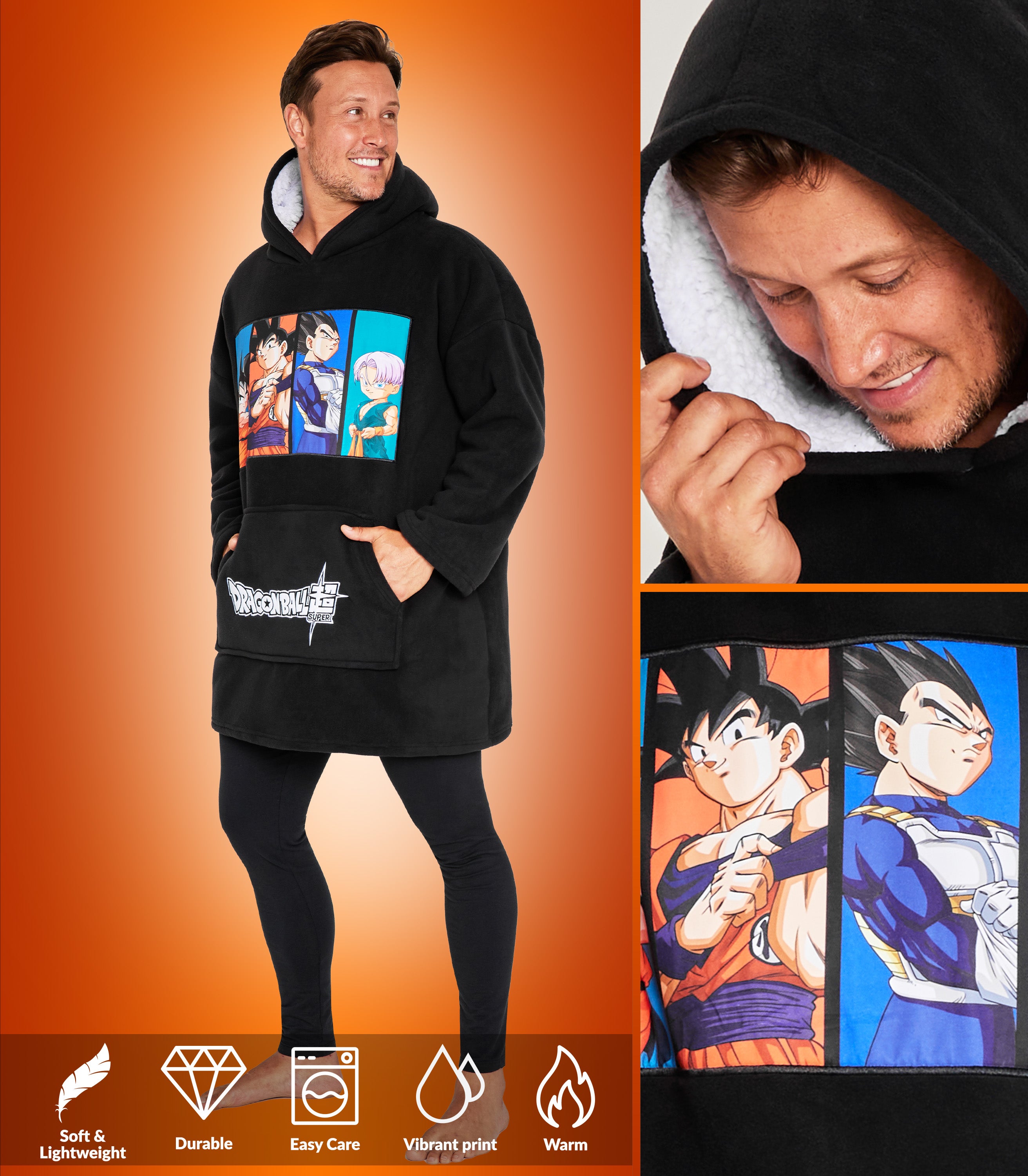 get-trend-dragon-ball-z-sweat-plaid-capuche-homme-noir image 3