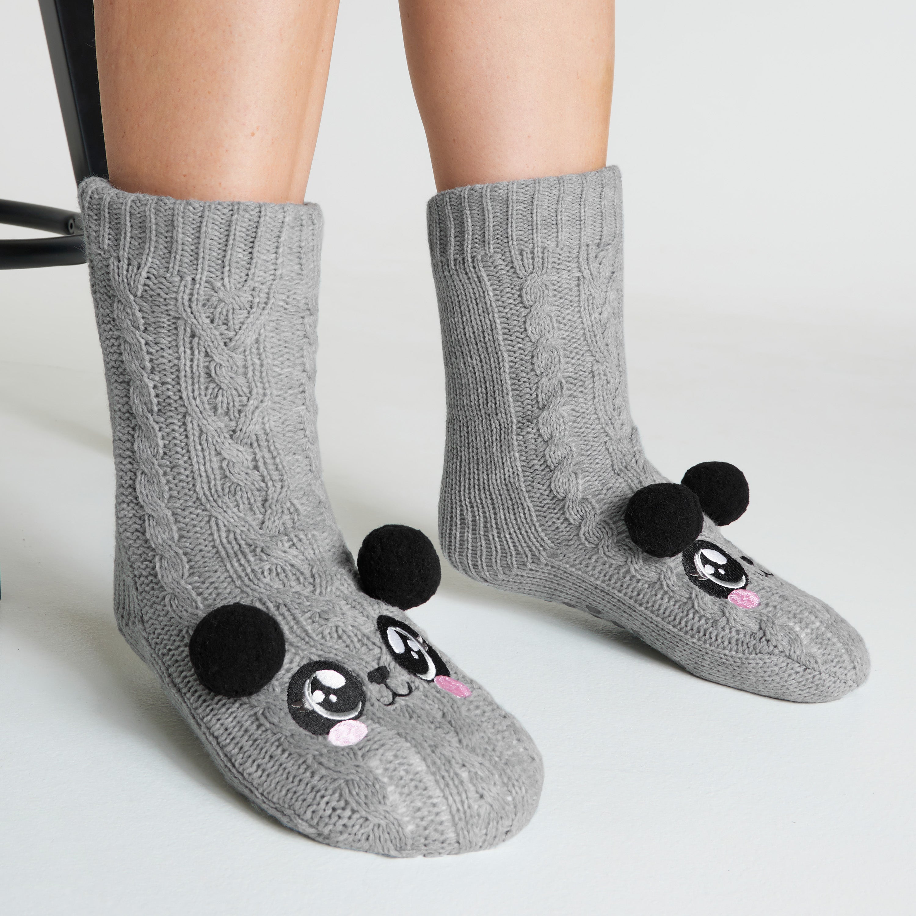 citycomfort-chaussettes-pilou-femme-panda-gris image 2