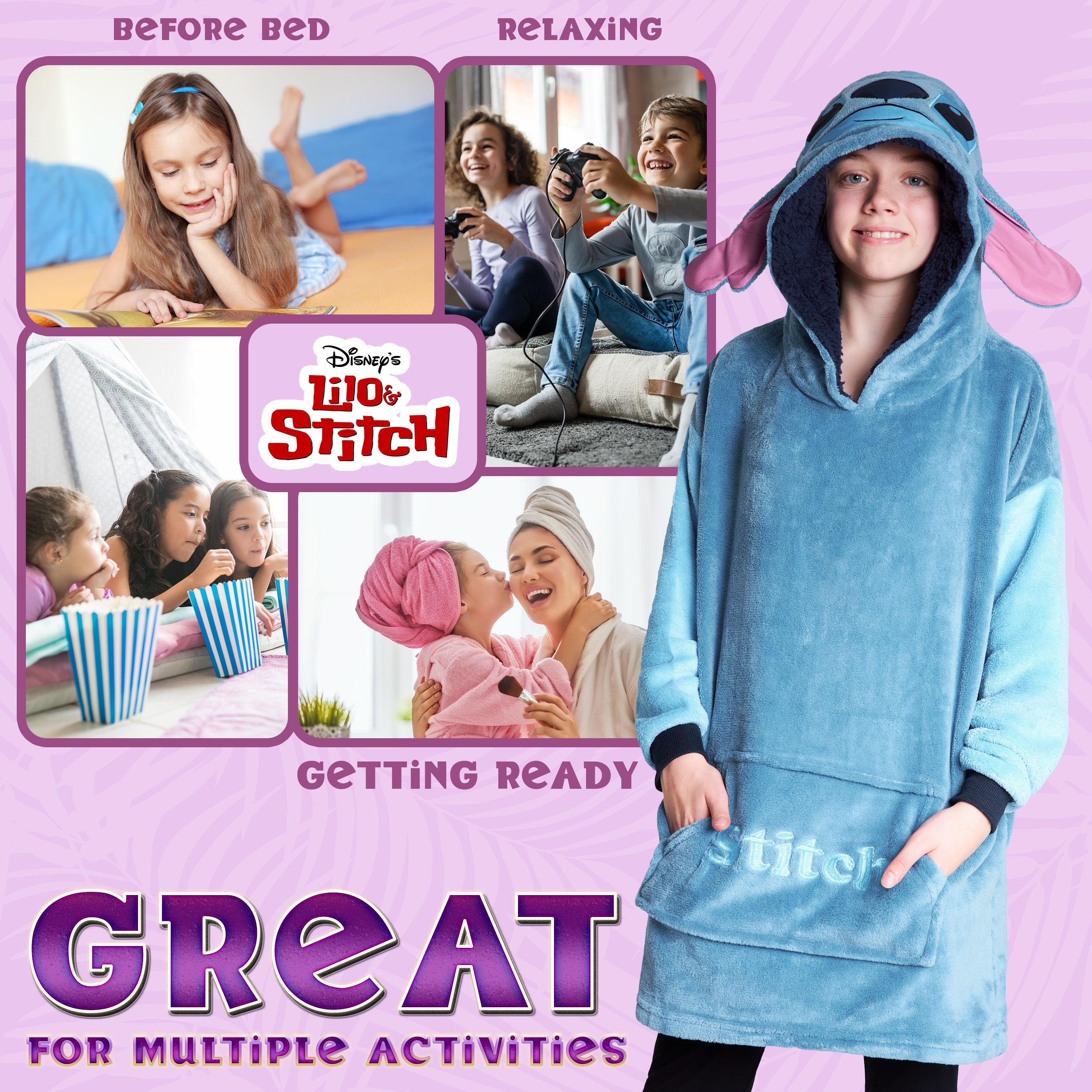 disney-stitch-sweat-plaid-capuche-enfant-taille-unique-fille image 4