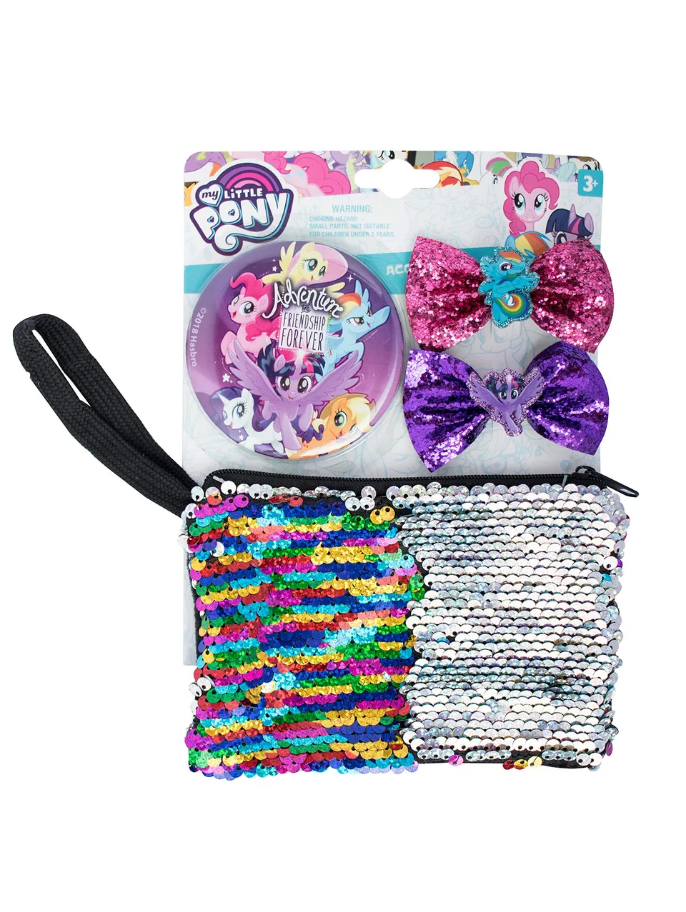 my-little-pony-set-beaut-2-barrettes-miroir-trousse-paillettes image 1