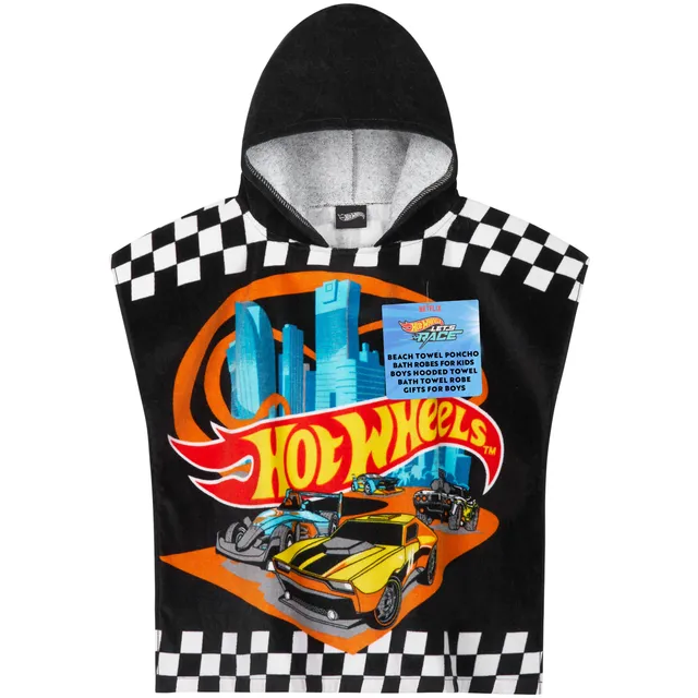 hot-wheels-poncho-serviette-capuche-noir-4-9-ans image 1
