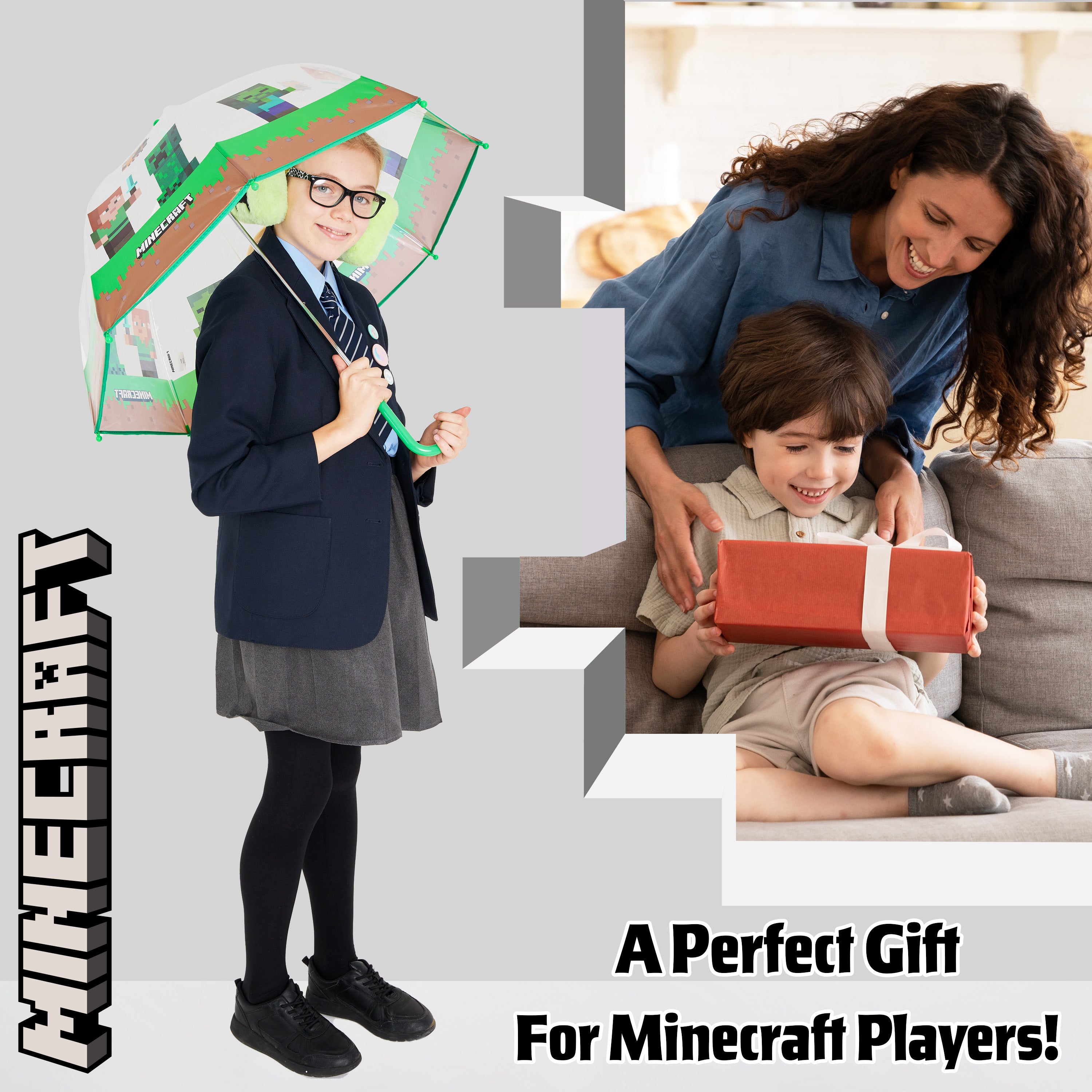 minecraft-parapluie-enfant-d-me-transparent-l-ger-coupe-vent image 3