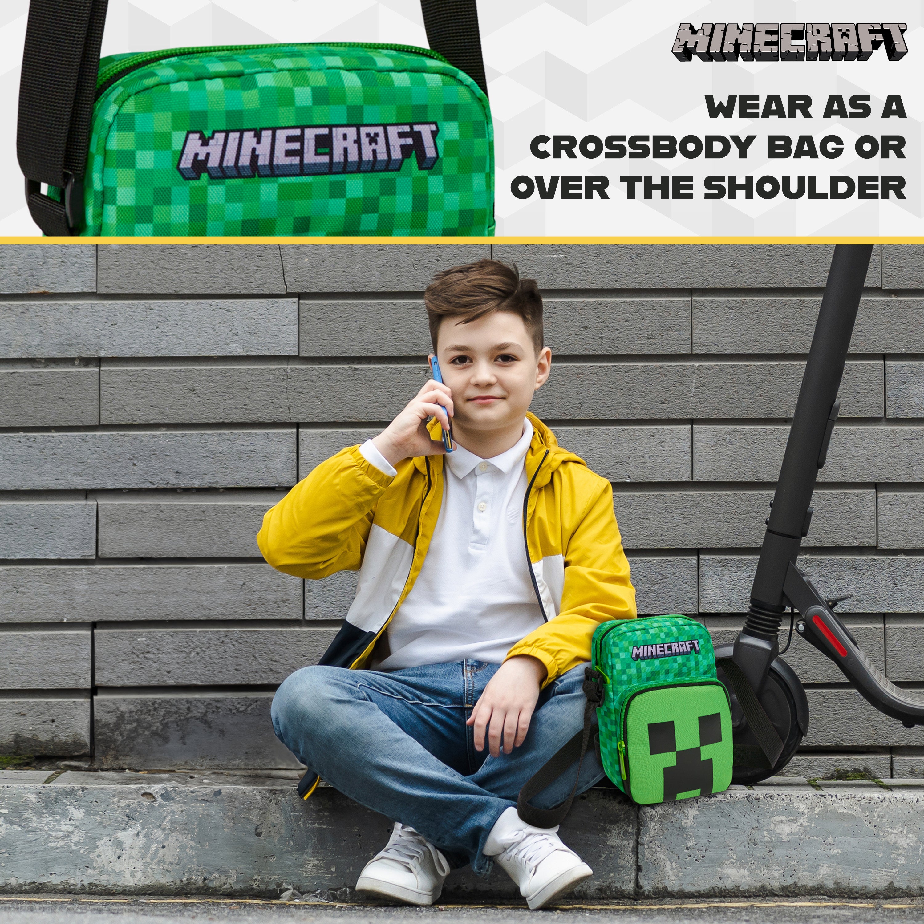 get-trend-minecraft-sac-bandouli-re-enfant-creeper-r-glable image 4