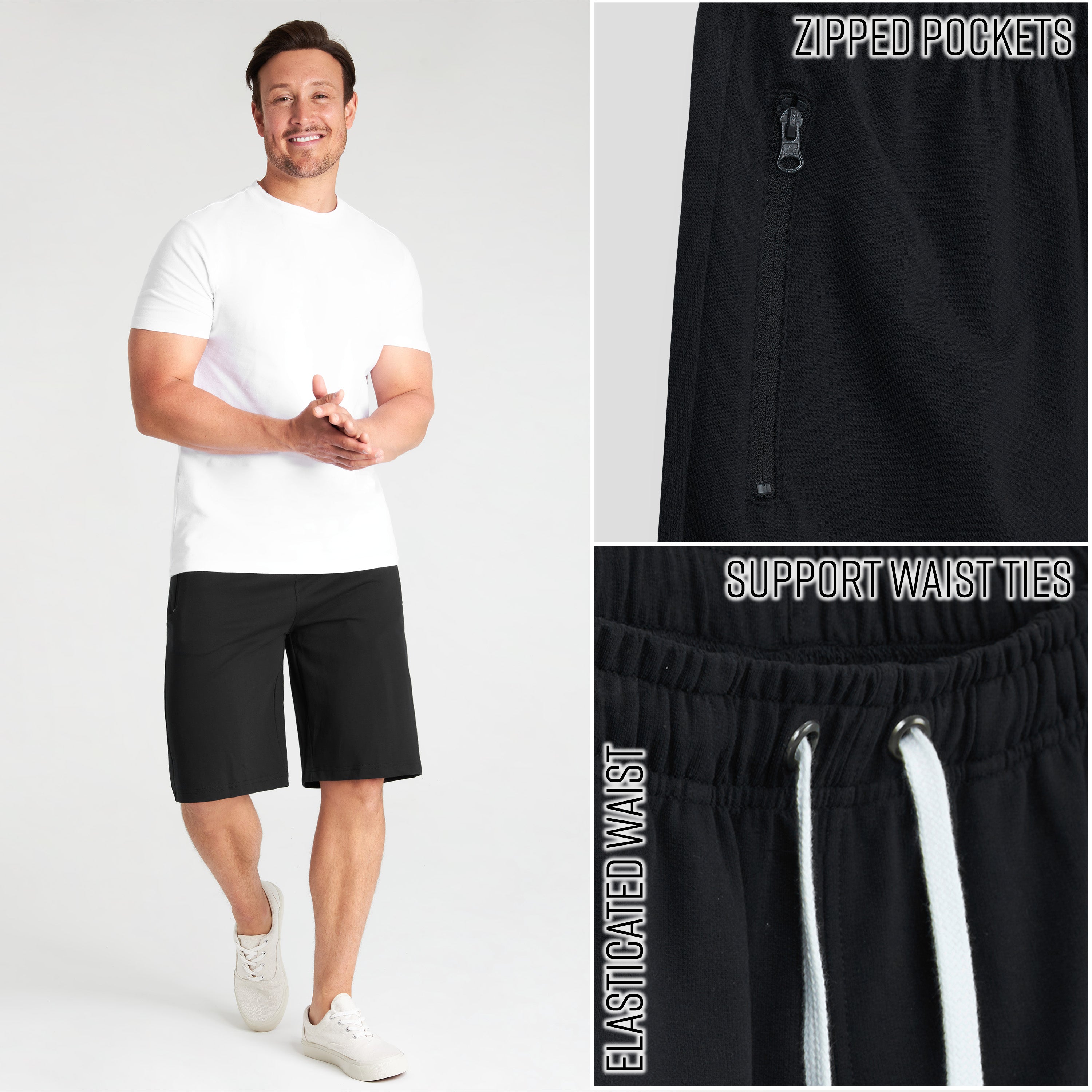 citycomfort-short-homme-sport-poches-zipp-es-coton-noir-xl image 5