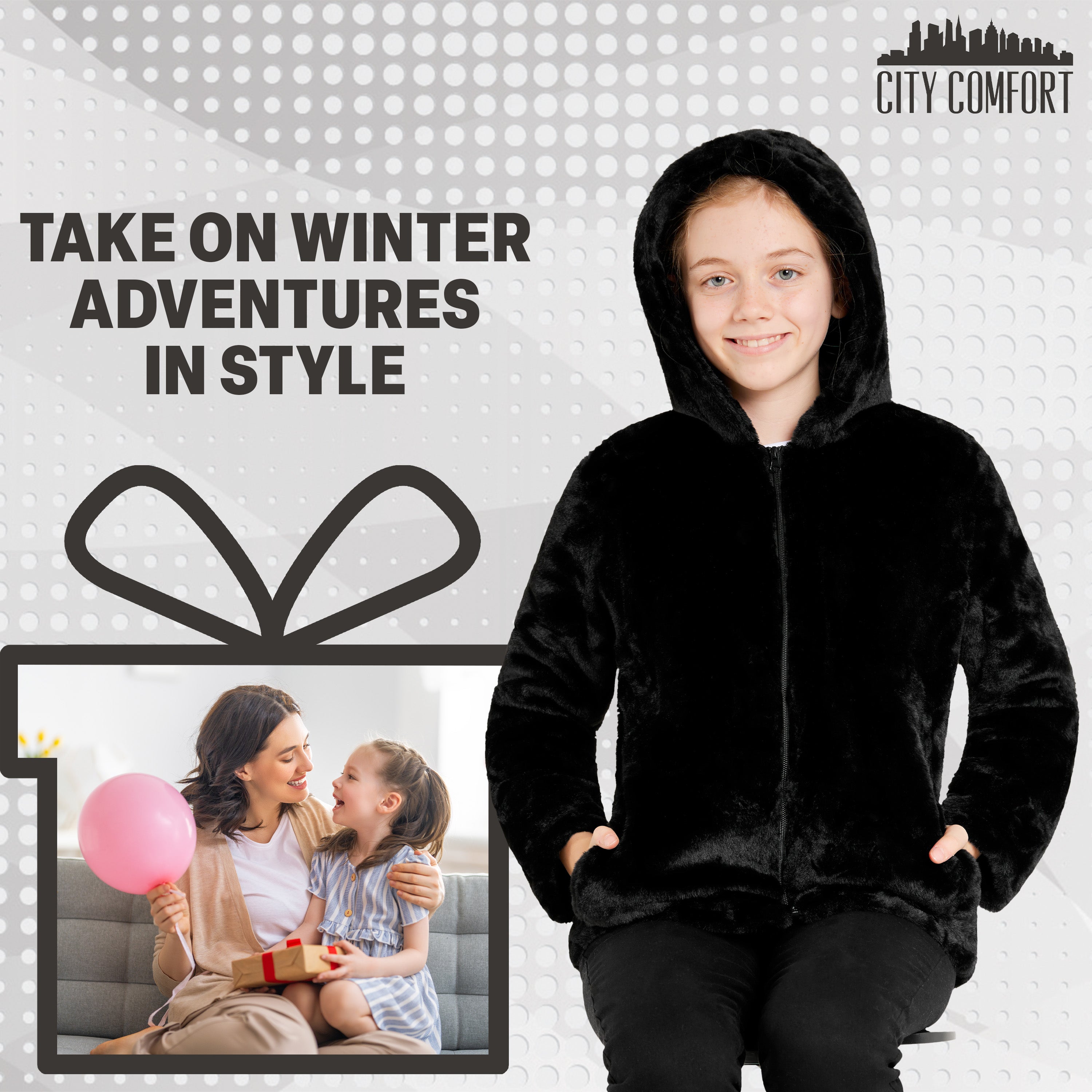 get-trend-girls-manteau-fausse-fourrure-capuche-noir-7-14-ans image 4