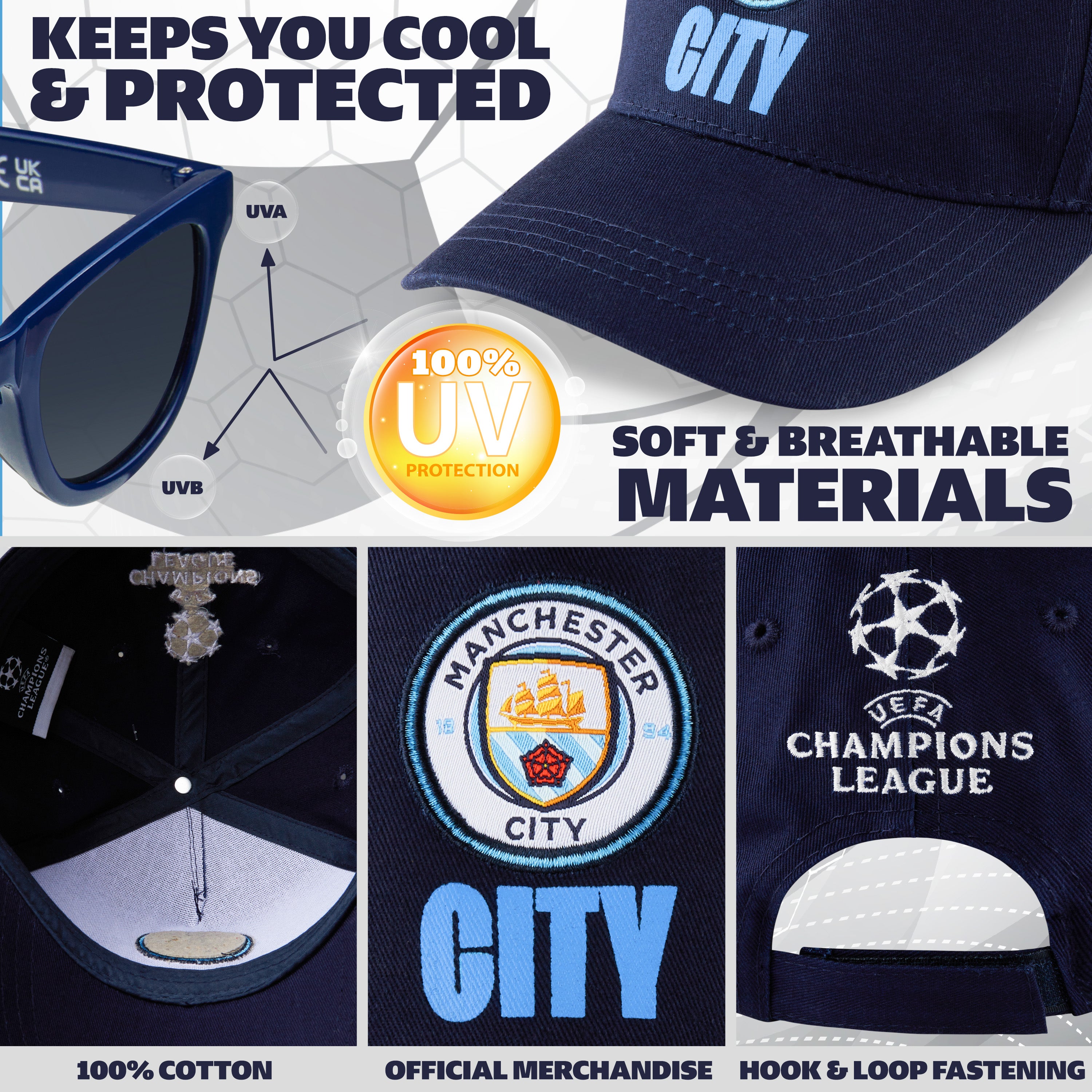 manchester-city-boys-casquette-baseball-lunettes-soleil-uv image 5