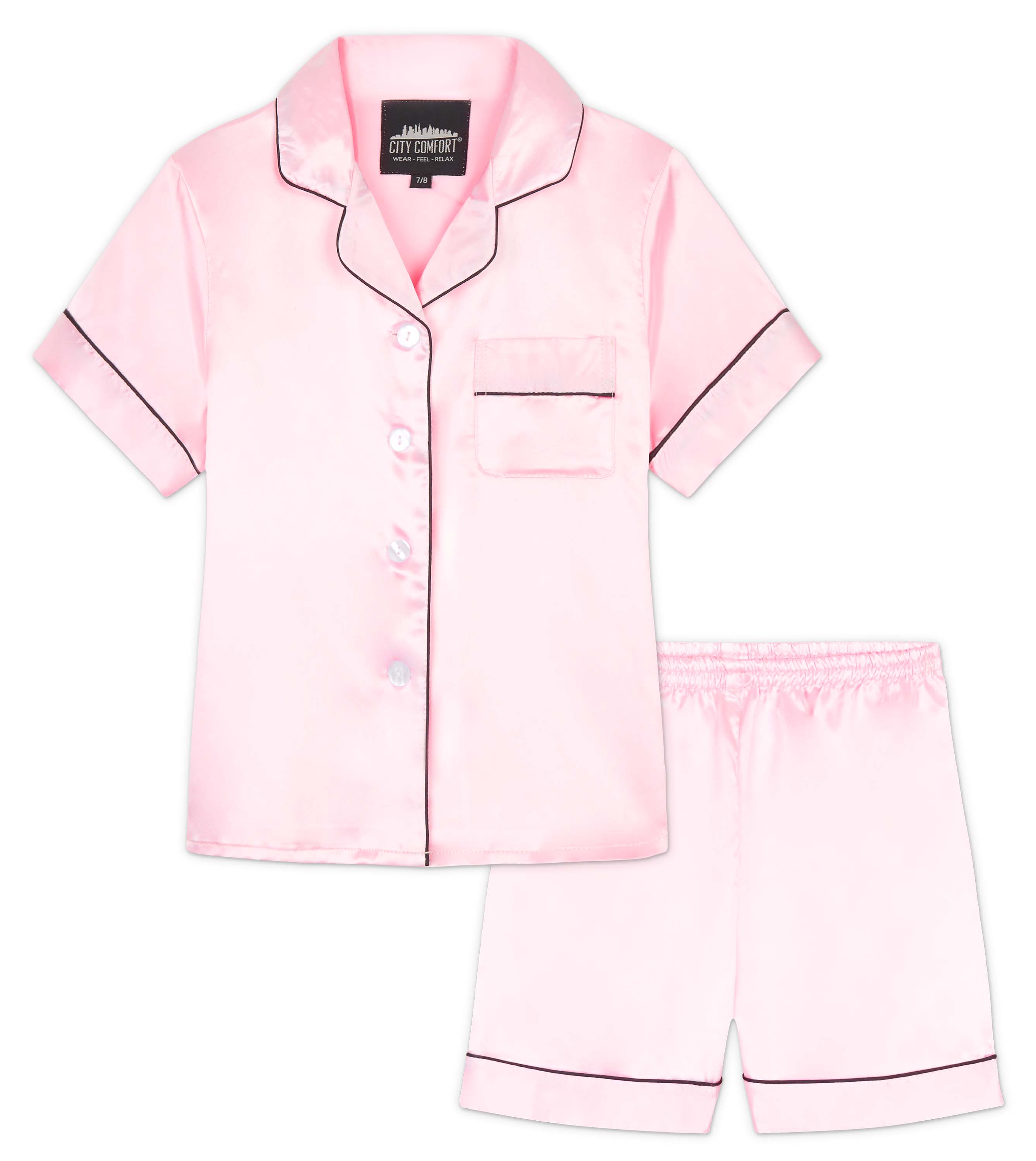 citycomfort-pyjama-satin-fille-short-2-pi-ces-boutonn image 8