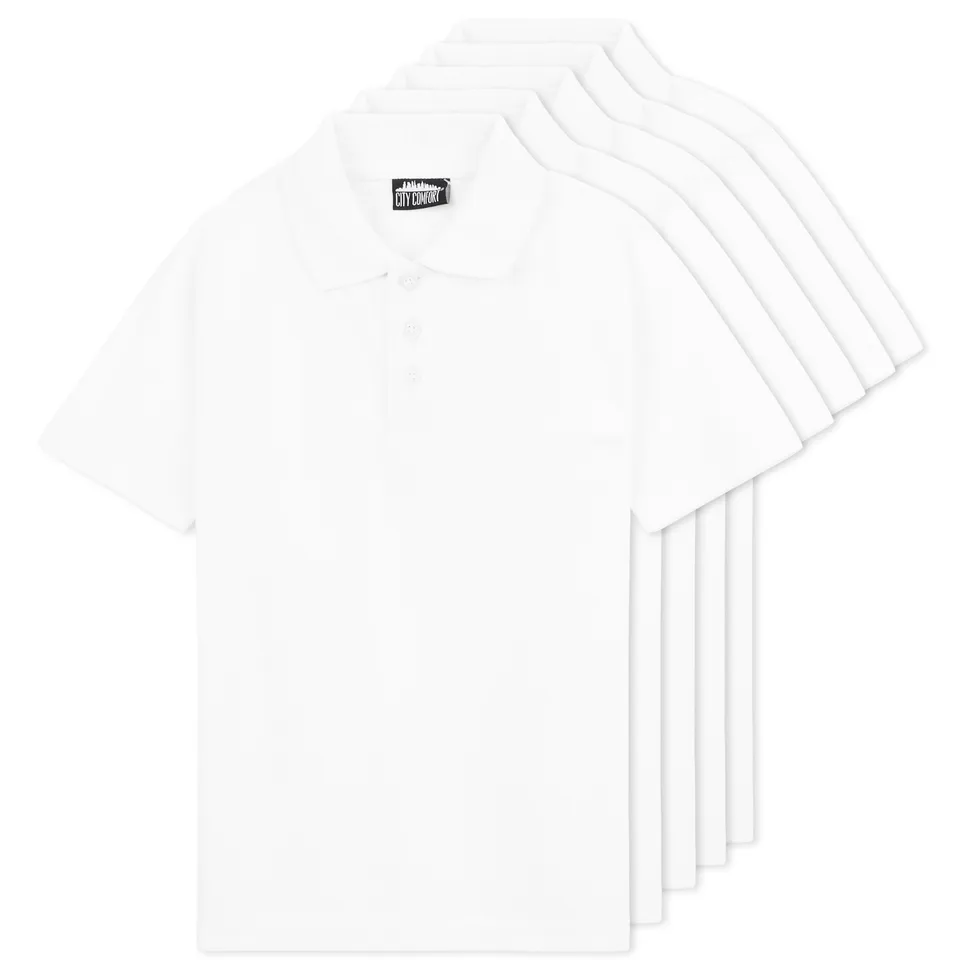 citycomfort-polo-blanc-enfant-manche-courte-lot-de-5-coton image 1