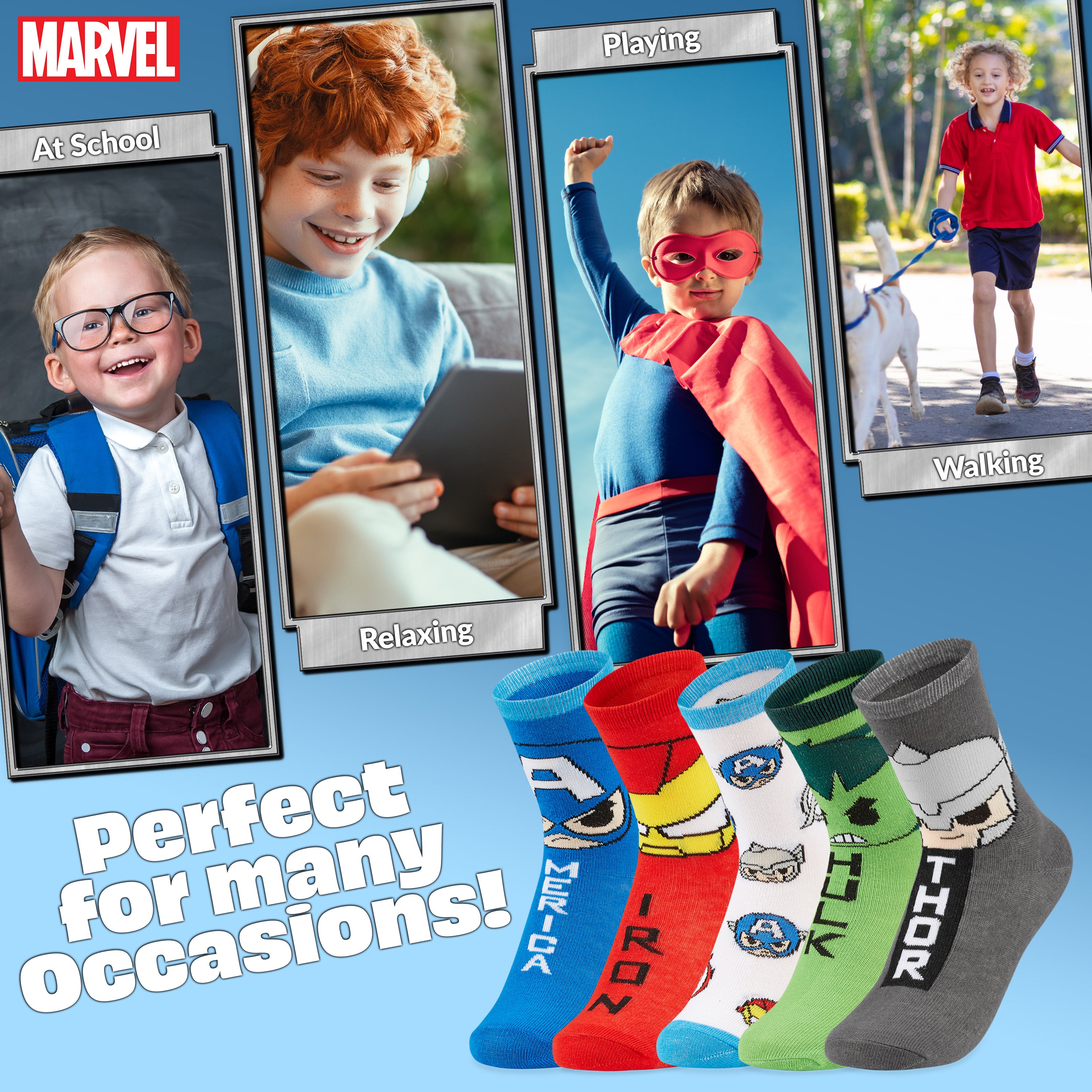 marvel-spiderman-chaussettes-gar-on-lot-de-5-mi-mollet image 5