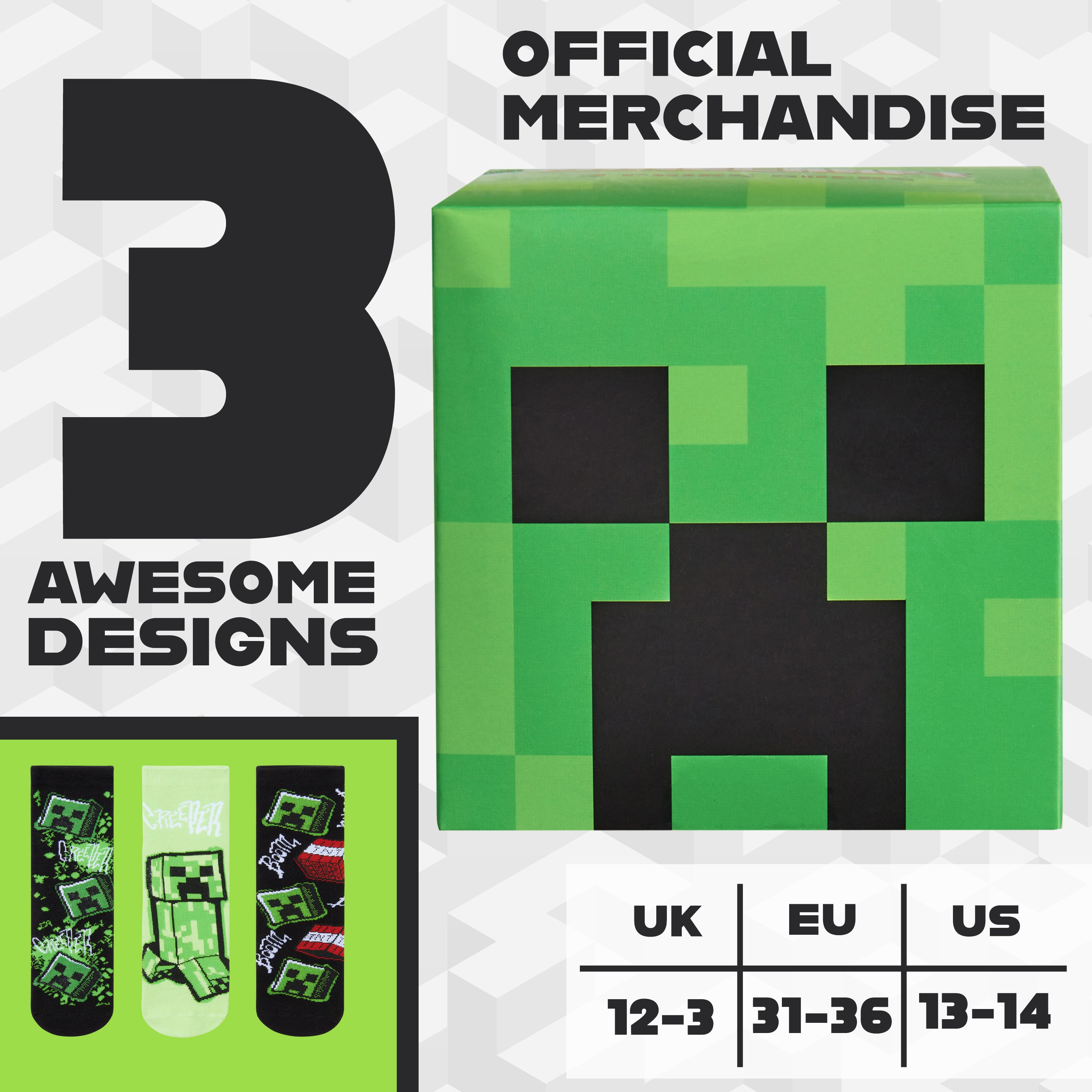 minecraft-creeper-chaussettes-mi-mollet-gar-on-lot-5-coton image 6