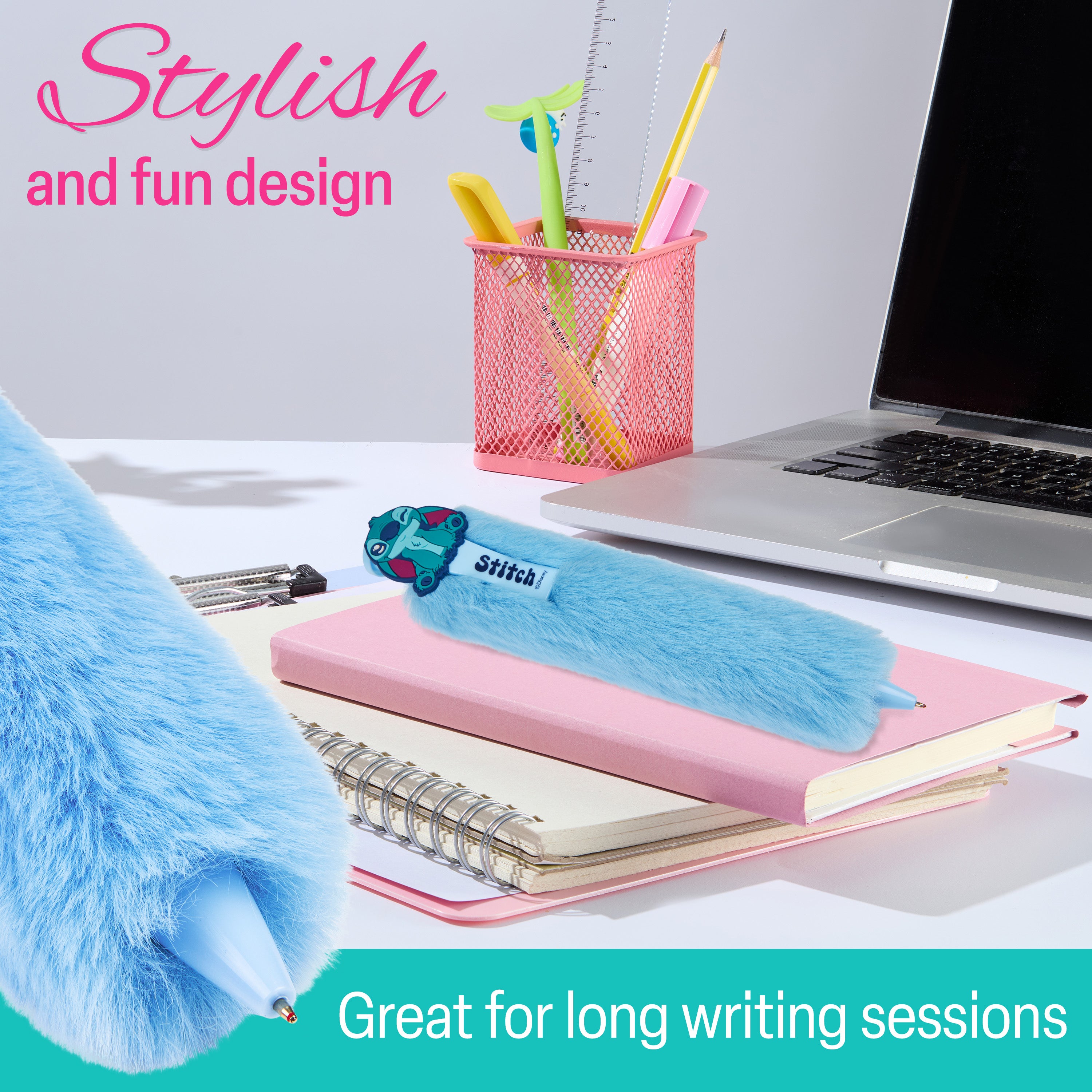 disney-stitch-stylo-bille-r-tractable-fluffy-bleu-encre-noire image 4