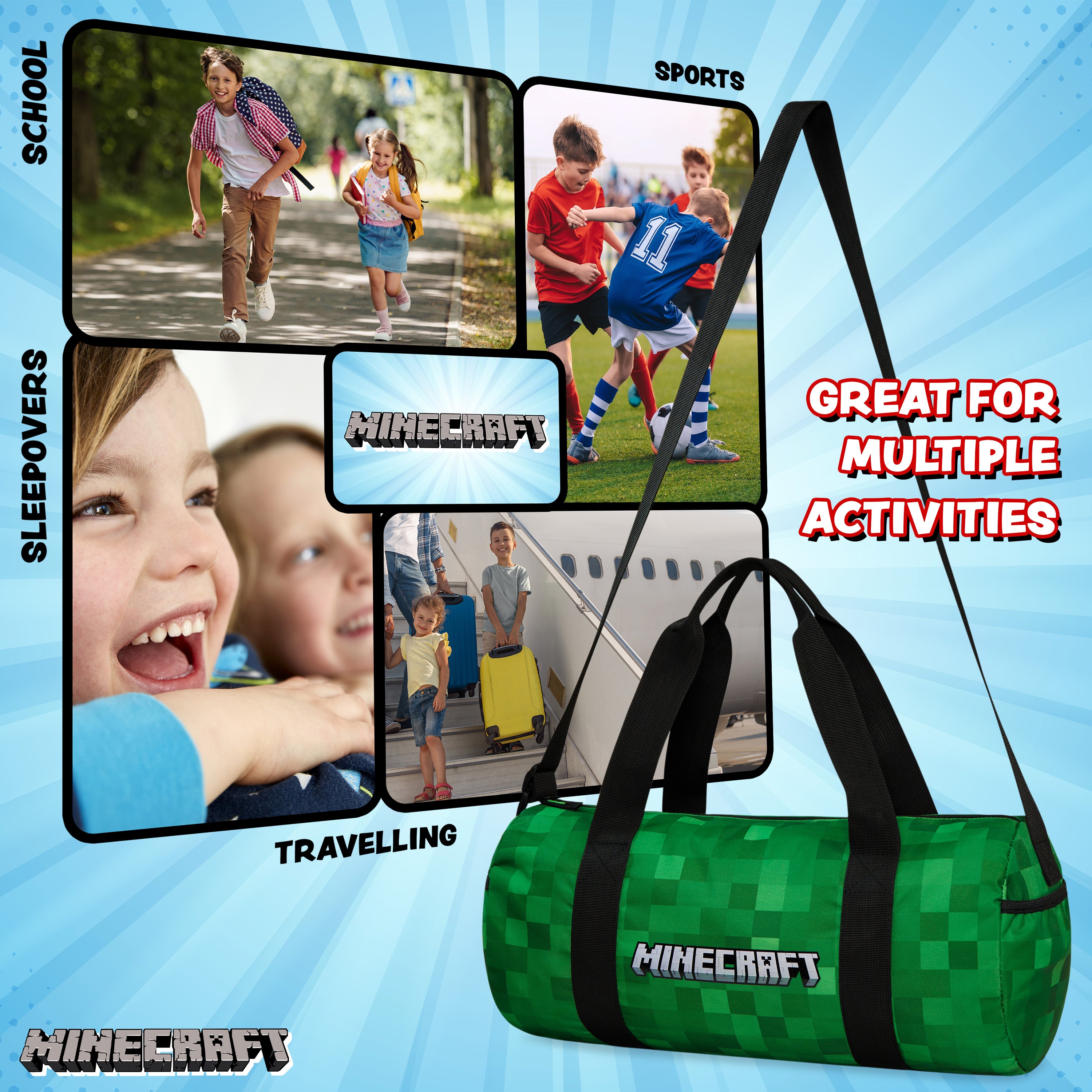 minecraft-sac-de-sport-enfant-grand-holdall-vert-pixel image 5